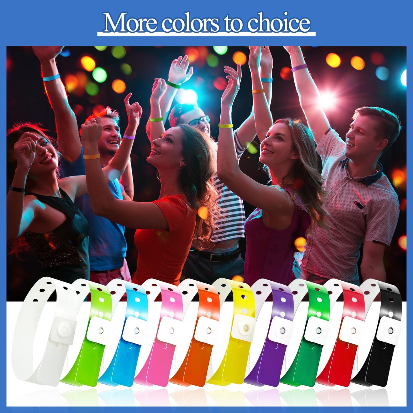 Henoyso 1000 Pcs Multicolor Plastic Wristbands for Events Party Vinyl Wrist Band Plastic Bracelet Bulk Arm Band Identification for Concerts Carnivals Night Clubs