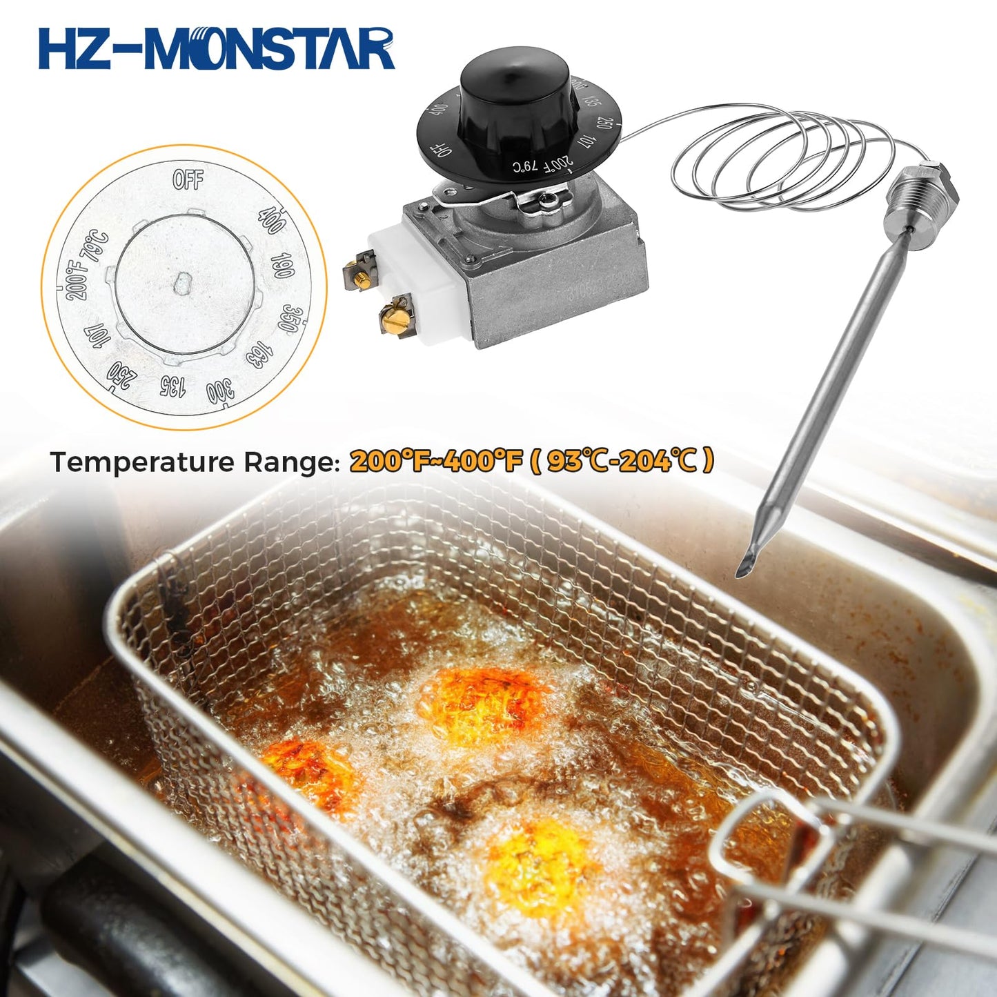 HZ-MONSTAR RX-2-24 Thermostat for Deep Fryer, Minivolt Thermostat Control for Fryer 3/8" Mpt Stuff Box Compatible with ADCRAFT Parts Fits Gas Fryer Adcraft Atosa 301030004 Robertshaw 5300-402 200-400F