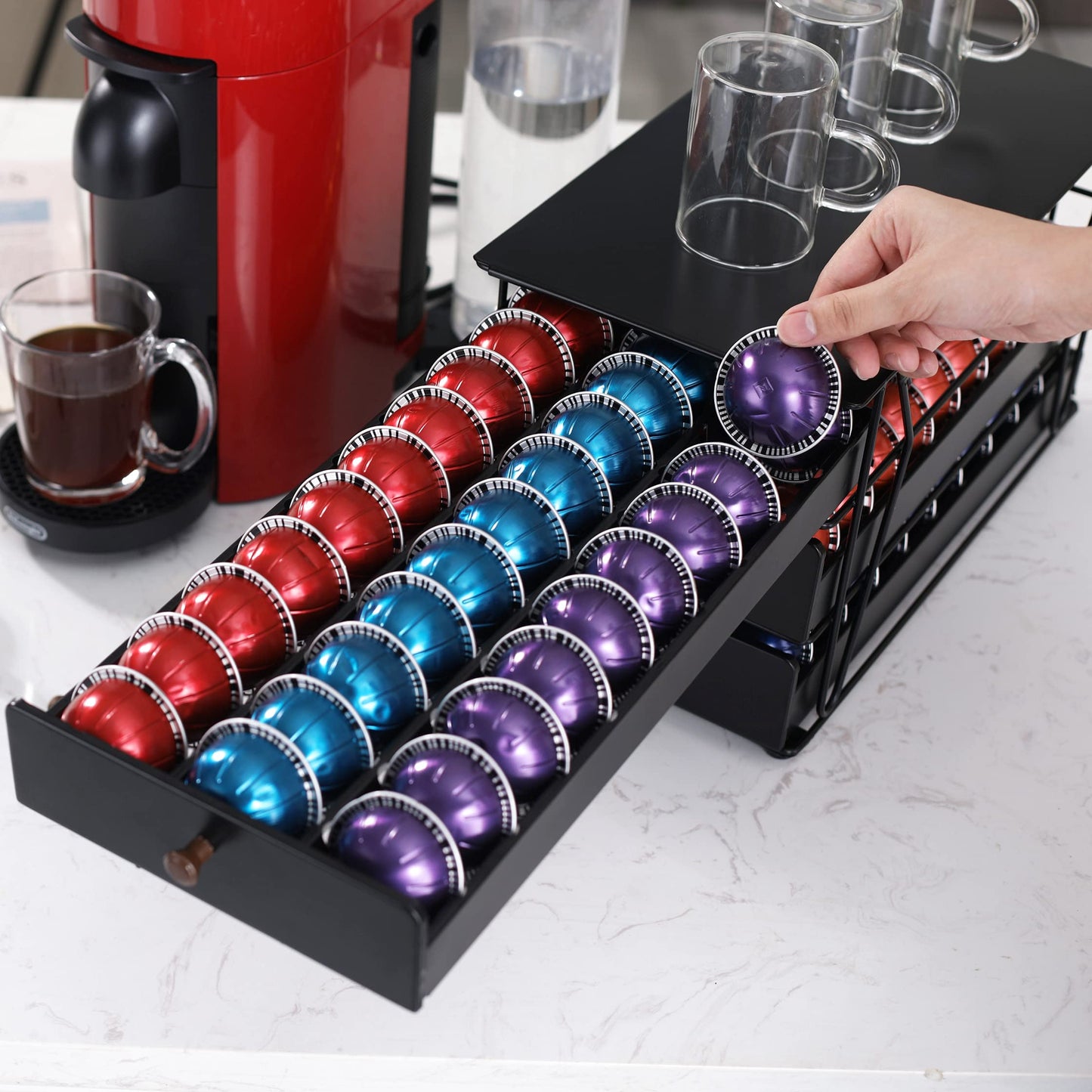 Rice rat for Nespresso Pods Holder Vertuo Pod Holder for Vertuoline Capsules (90 pods-3tiers)