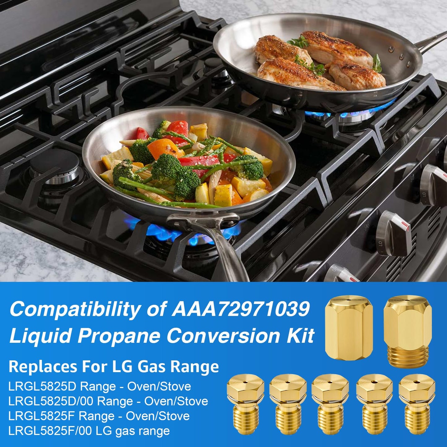 7PCS Orifices AAA72971039 LP Conversion Kit Compatible With LG Ranges LRGL5825D LRGL5825D/00 LRGL5825F for Natural Gas to Propane with Detailed Manual