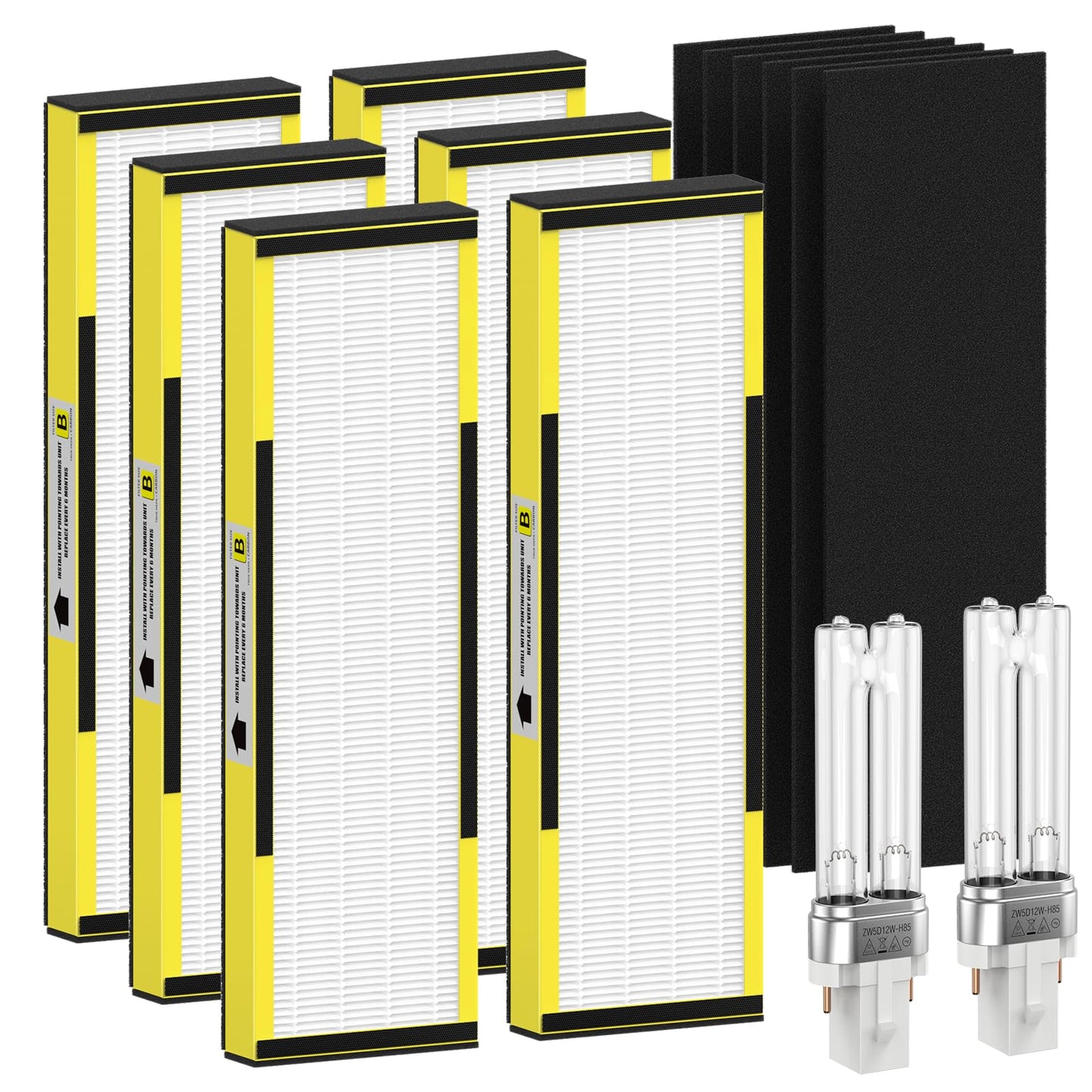 FMDZFL 6 Packs FLT4825 Replacement Filter B & 2 Replacement Bulb Compatible with AC4825 AC4300 AC4800 AC4900 AC4850, Part No# FLT4825, LB4000