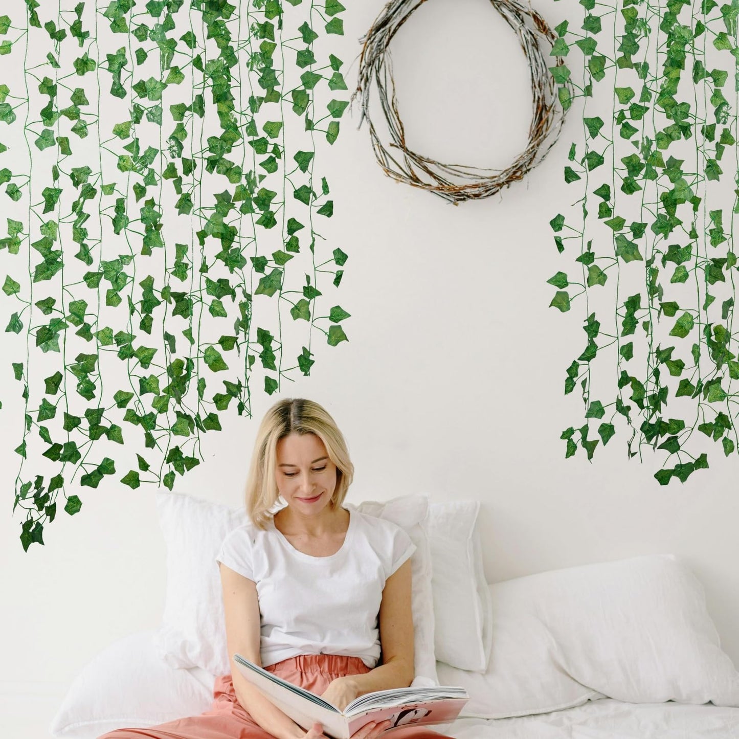 Freyalife Fake Vines for Room Decor (96 Pack 689Ft) Artificial Ivy Leaves Hanging Greenery Garlands for Home Bedroom Wall Wedding Christmas Party Office Patio Indoor Outdoor Garden Decor