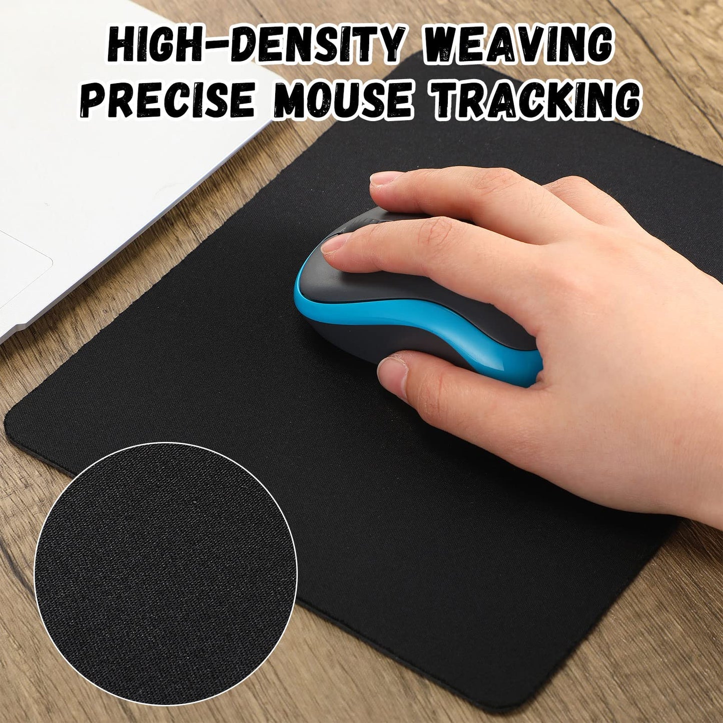 Crtiin 50 Pack Mouse Pad Bulk Computer Mouse Pad Gaming Mousepad for Computers Laptop Teacher Appreciation Week Graduation Back to Office Gifts with Non Slip Rubber Base(7.09 x 8.66 Inch,Black)