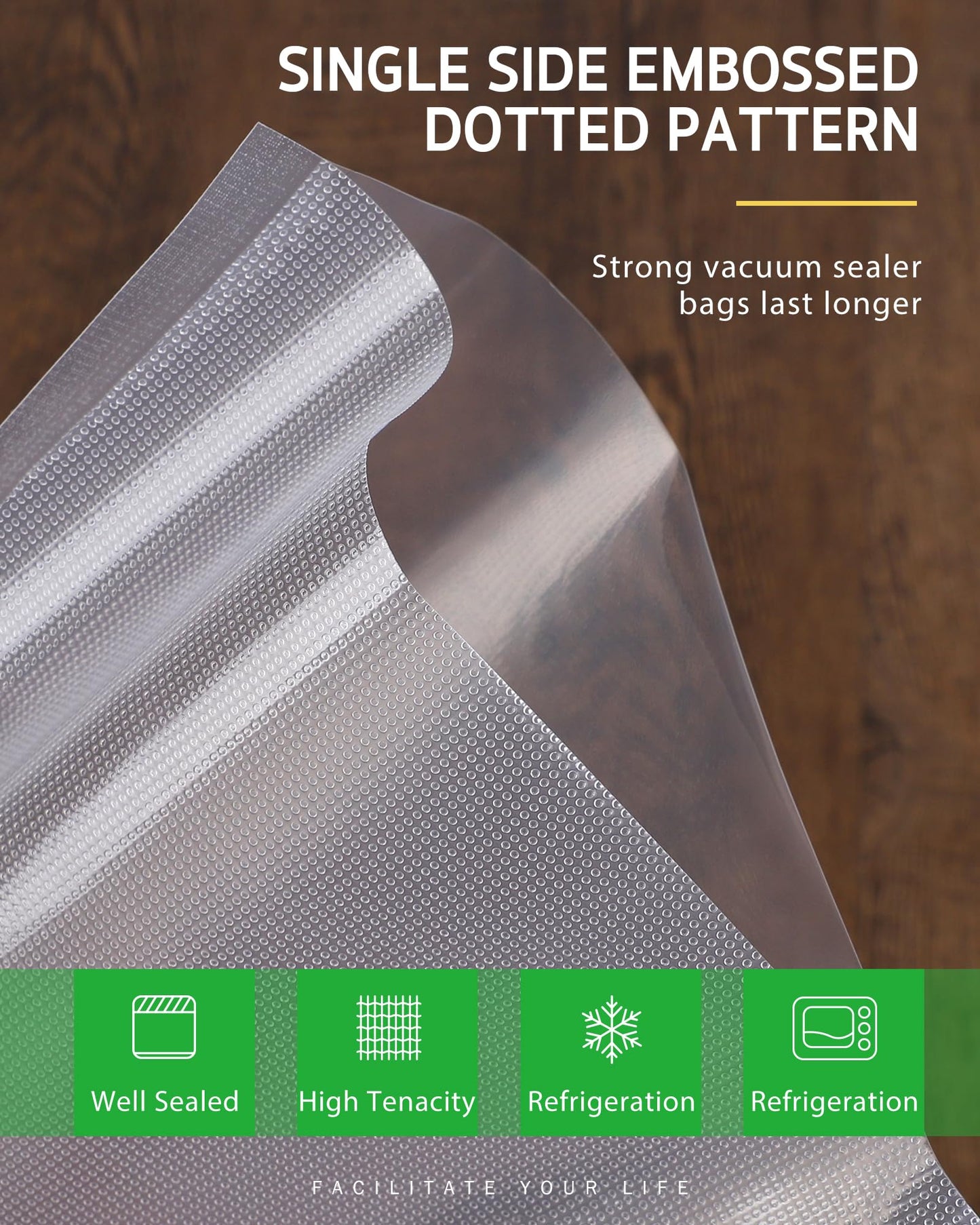 Syntus Vacuum Sealer Bags, 10 Pack 5 Roll 11" x 20' and 5 Roll 8" x 20' Commercial Grade BPA Free Bag Rolls, Food Vac Bags for Storage, Meal Prep or Sous Vide
