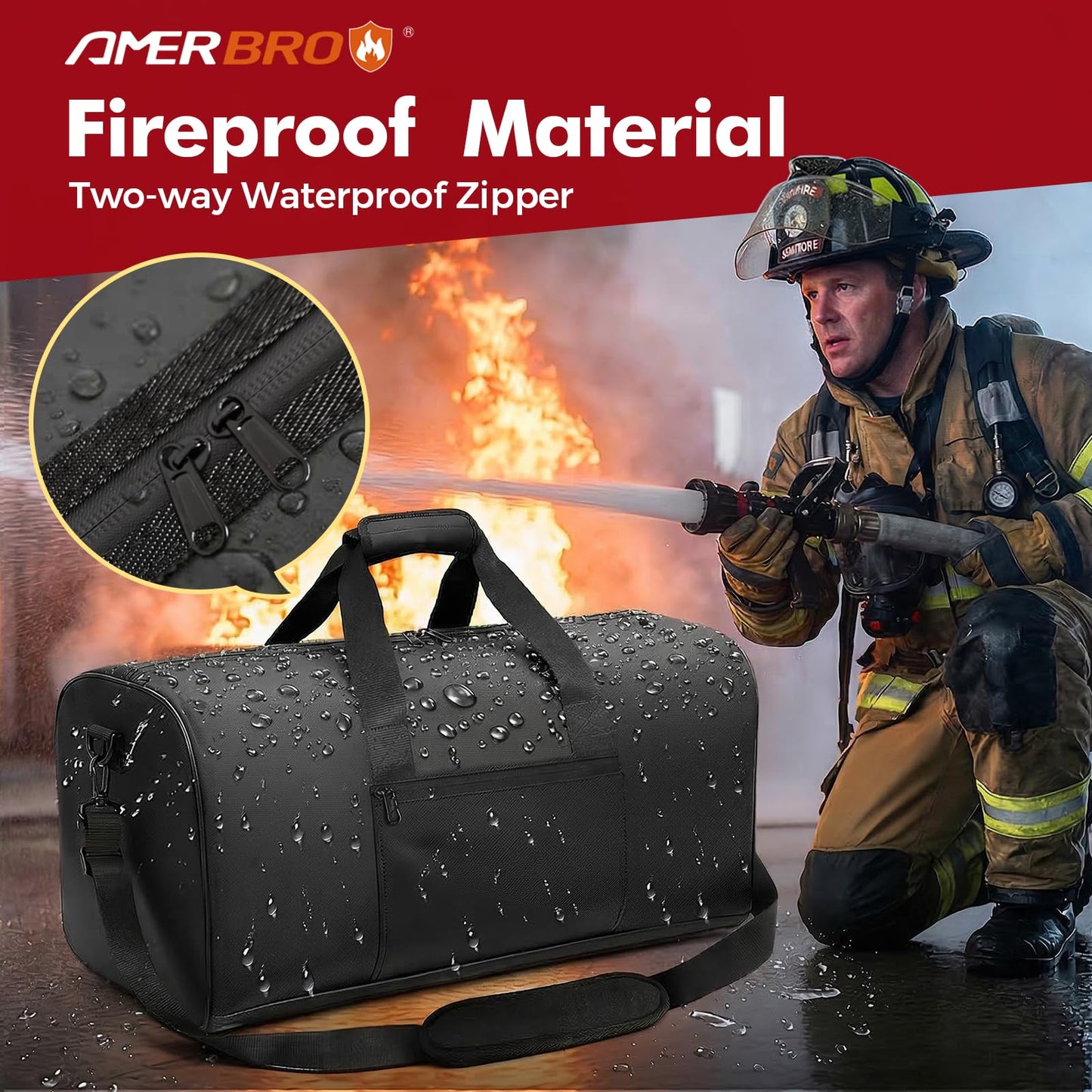 Large Fireproof Document Bag, 24x12x12in Portable Fireproof Waterproof Document Box for Travelling, Camping, Multi-Pocket Organizer for Cash, Valuables, Fire Proof Bag with Shoulder Strap