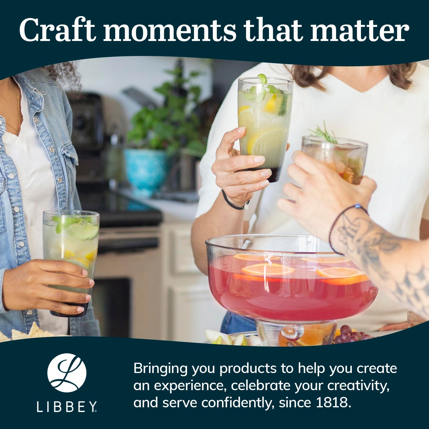 Libbey Classic Rocks and Tumbler Glass Cups Set, Elegant Mixed Drink Glasses Set with Modern Clean Lines, Dishwasher Safe Drinkware Set of 16