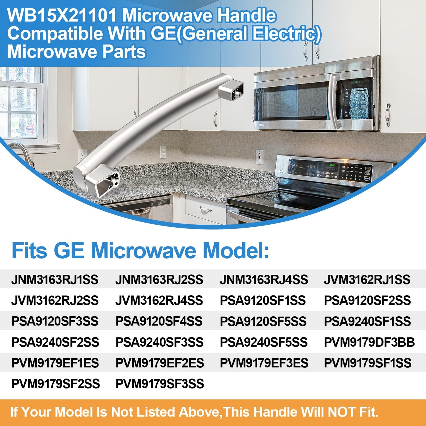 UPGRADED WB15X21101 Microwave Door Handle Compatible with GE Microwave Handle Replacement,Reinforced General Electric GE Microwave Door Handle Parts AP5790530, JNM3163RJ1SS, PSA9120SF1SS, PVM9179SF2SS