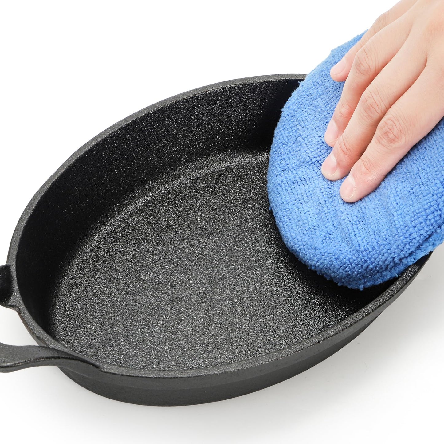 Mezchi 4 Pack Mini Cast Iron Fajita Skillet Set, 8.5 x 6.1 Inch Sizzling Plate with Wooden Base, Small Oval Casserole Dishes, Cast Iron Pizza Baking Steak Pan for Stove, Oven, Grill