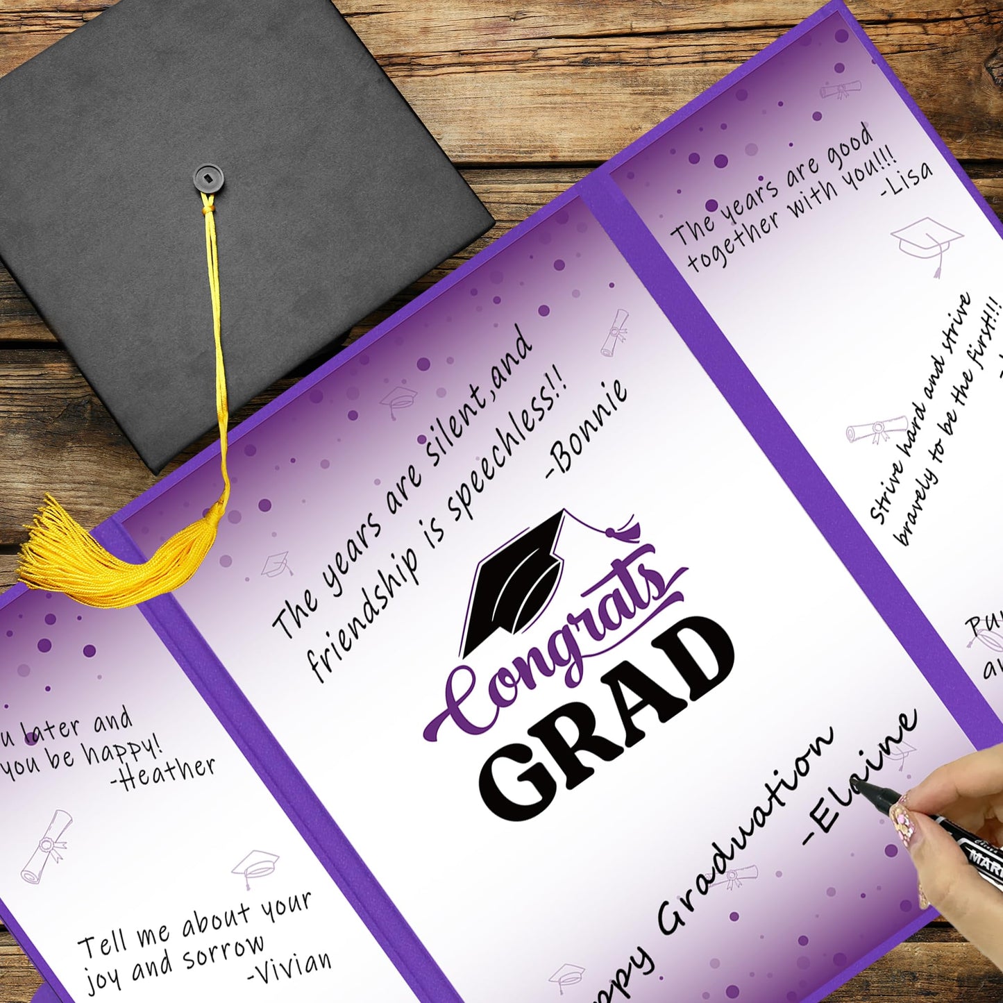 Vlipoeasn Purple 2026 Graduation Party Decorations 2026 College/High School Graduation Decorations Party Supplies, Black and Purple Class of 2026 Congrats Grad Backdrop Banner Signature Book