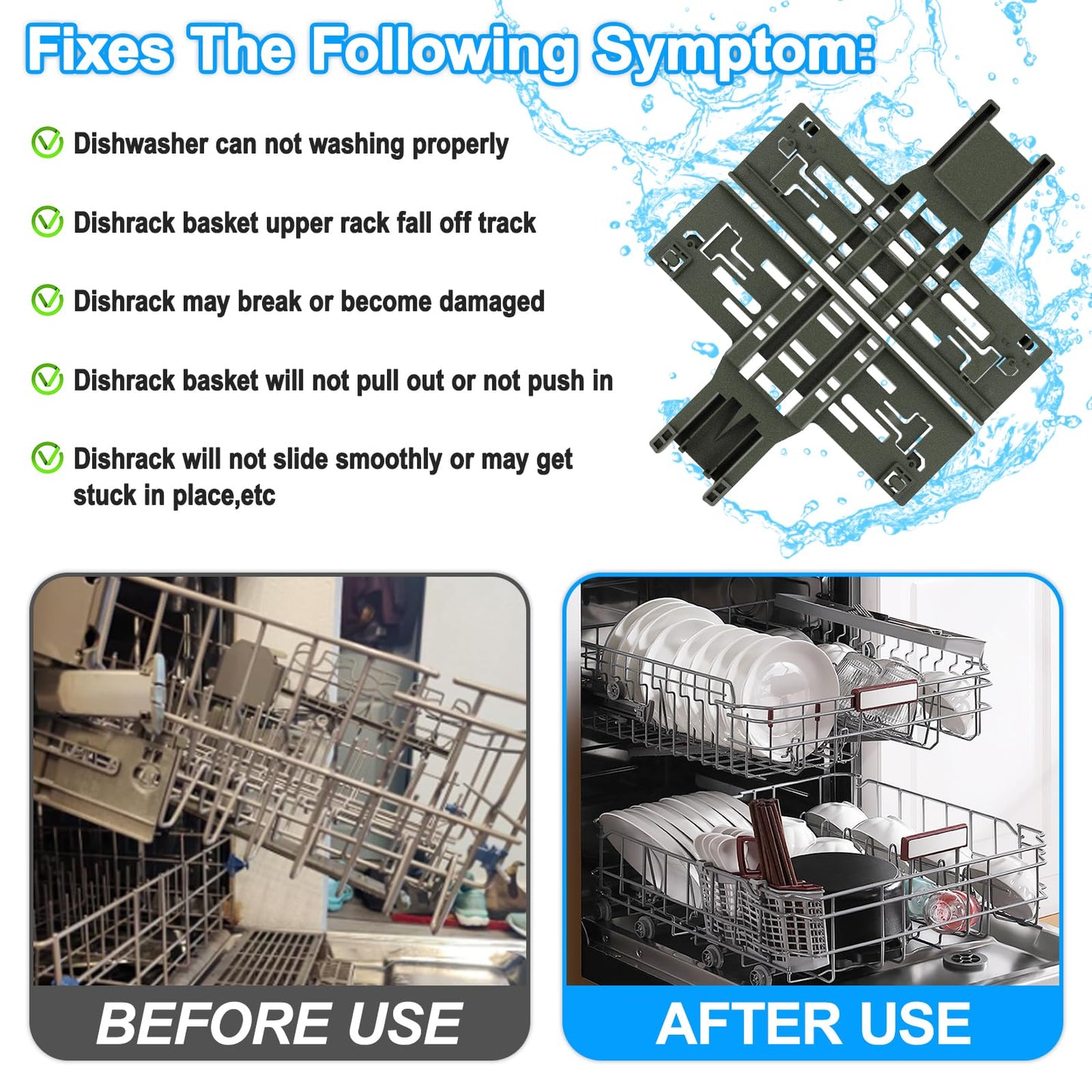 UPGRADED WPW10546503 W10546503 Dishwasher Top Rack Adjuster & W10195372/3 Housing For Kitchenaid Dishwasher Parts Upper Rack WPW10546503 KDTE334GPS0 KDFE104HPS0 Kitchen aid Dishwasher Parts,11Pack