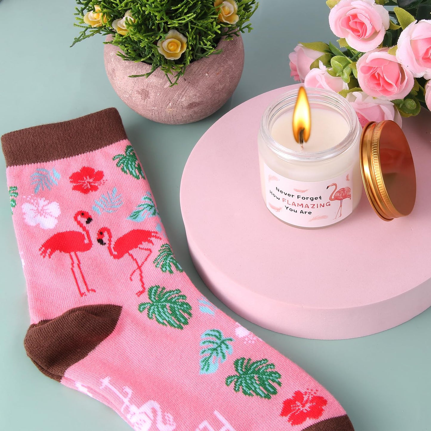 Flamingo Gifts for Women Best Funny Pink Gift for Flamingo Lovers Including Tumbler Mug Makeup Bag Keychain Socks Notepad Earring Brecelet for Birthday Christmas Mothers Day