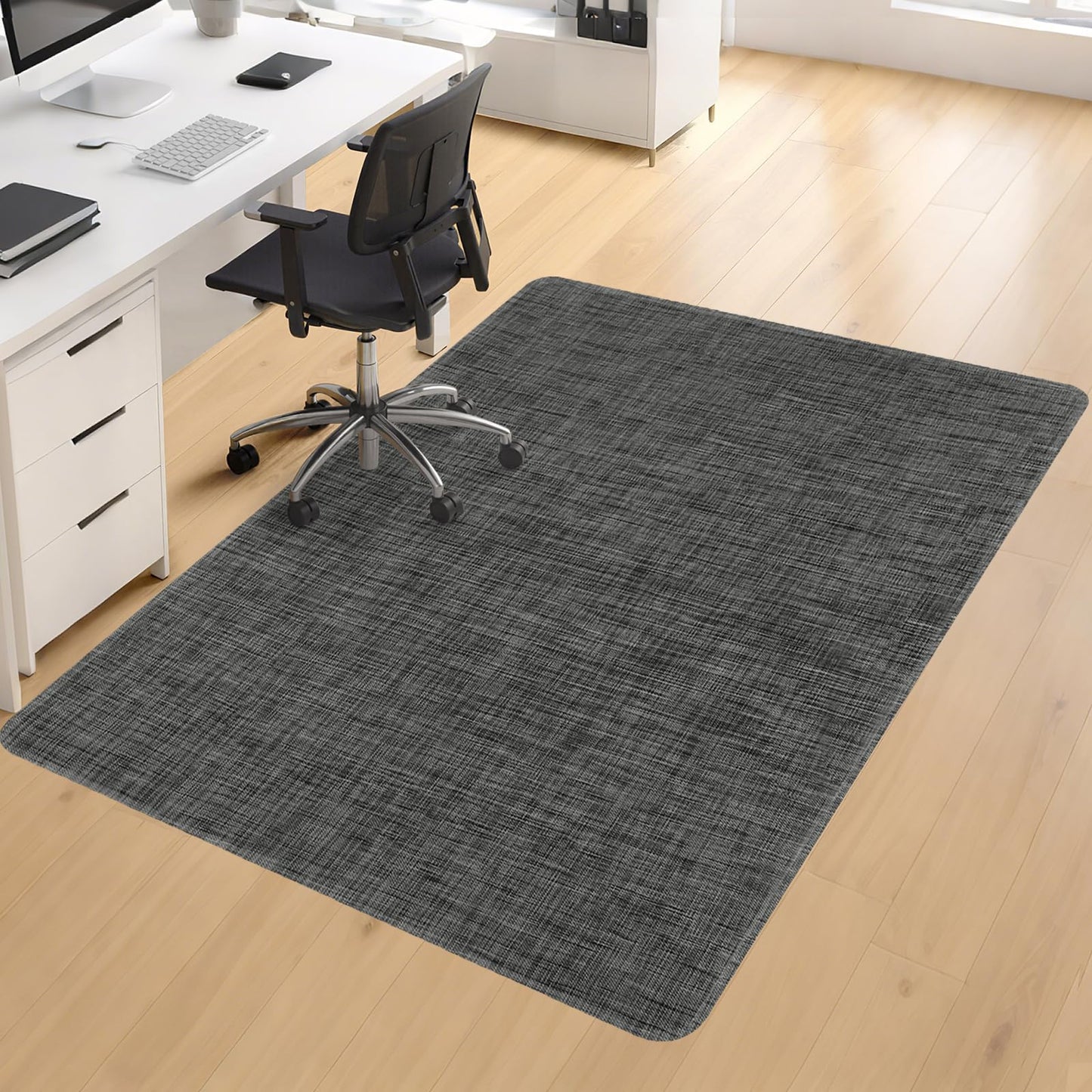 BesWin Large Office Chair Mat for Hardwood Floor, 48" x 60" Desk Floor Mat for Rolling Chair, Heavy Duty Anti-Slip Floor Protector Rug for Home Office, Black