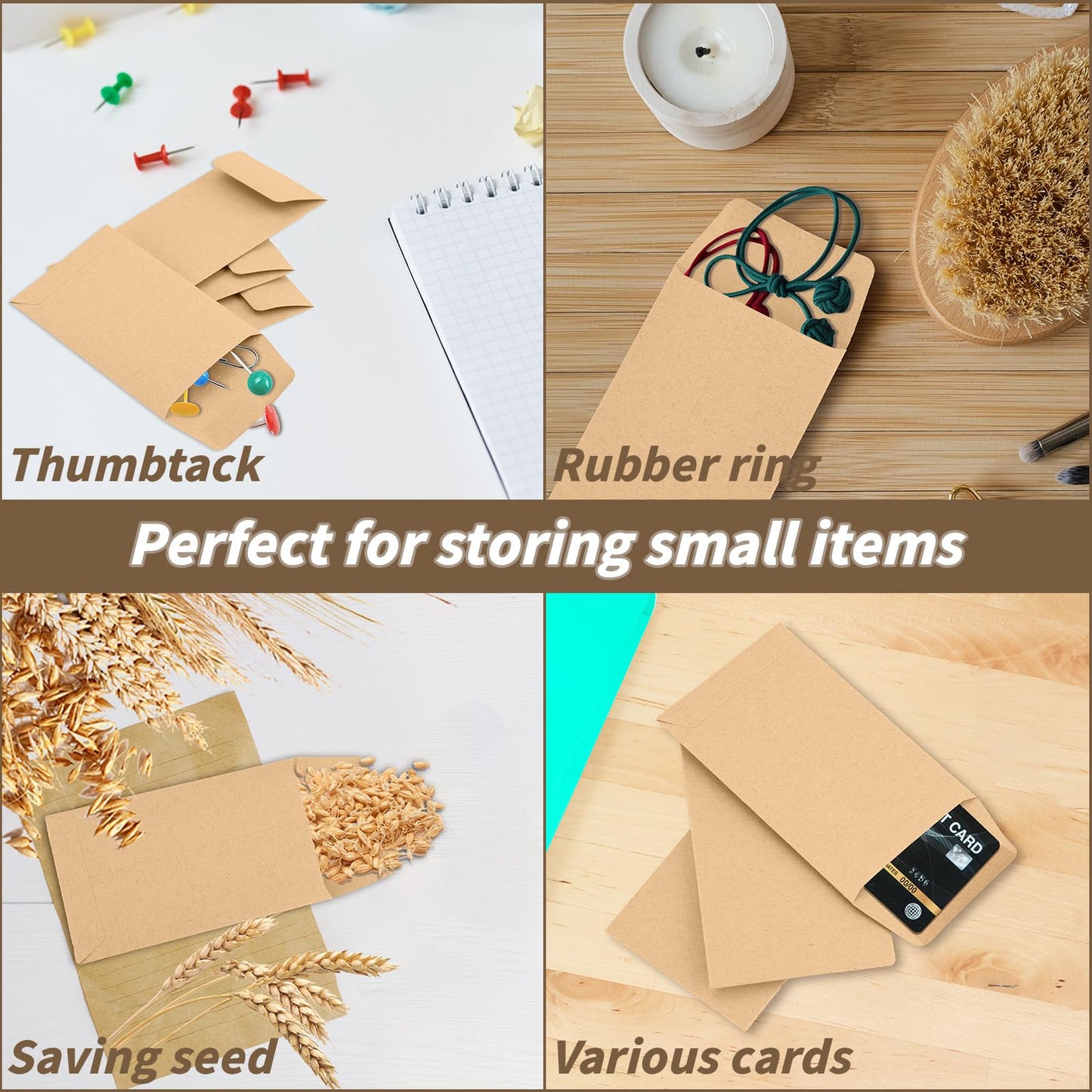 1500 Pack Small Coin Envelopes 2.25x 3.5in Brown Kraft Small Cash Envelopes Mini Key Envelopes with Gummed Flap for Home and Office Use