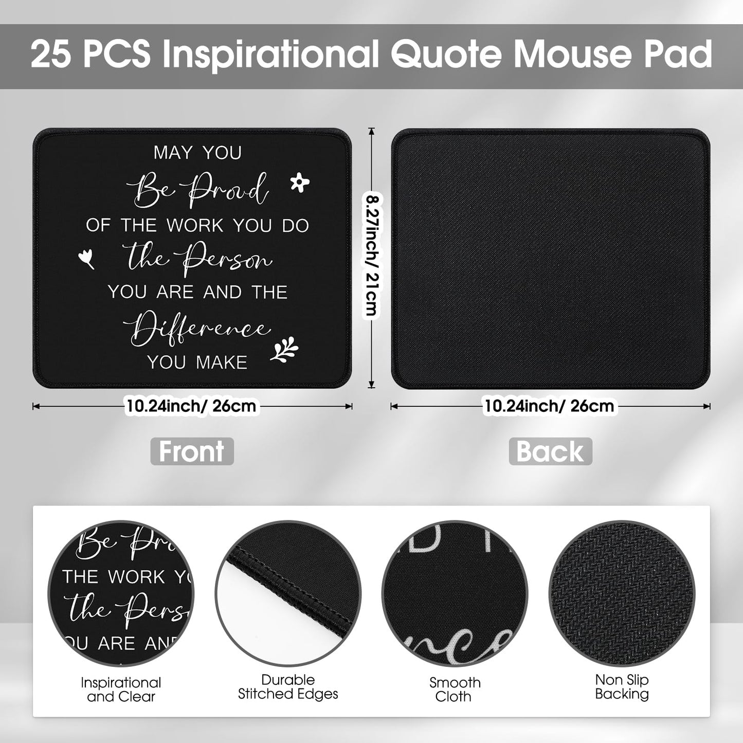 Seajan 25 Pcs Employee Appreciation Gift Bulk Inspirational Mouse Pad with Non Slip Rubber Base Gifts for Graduation Teacher Students Father Day, 8.27 x 10.24'' (Be Proud)