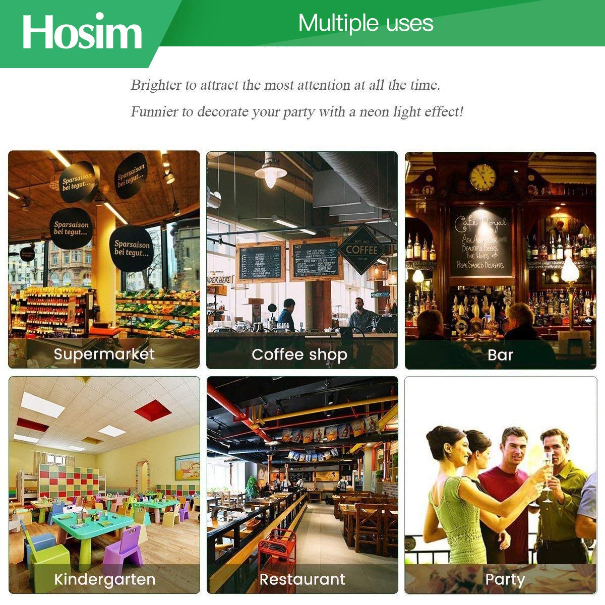 Hosim LED Message Writing Board, 28”x 20" Neon Signs Chalkboard Menu Board, 16 Colors Light Board, LED Sign Board, LED Note Board for Restaurant Display Light Up Sign