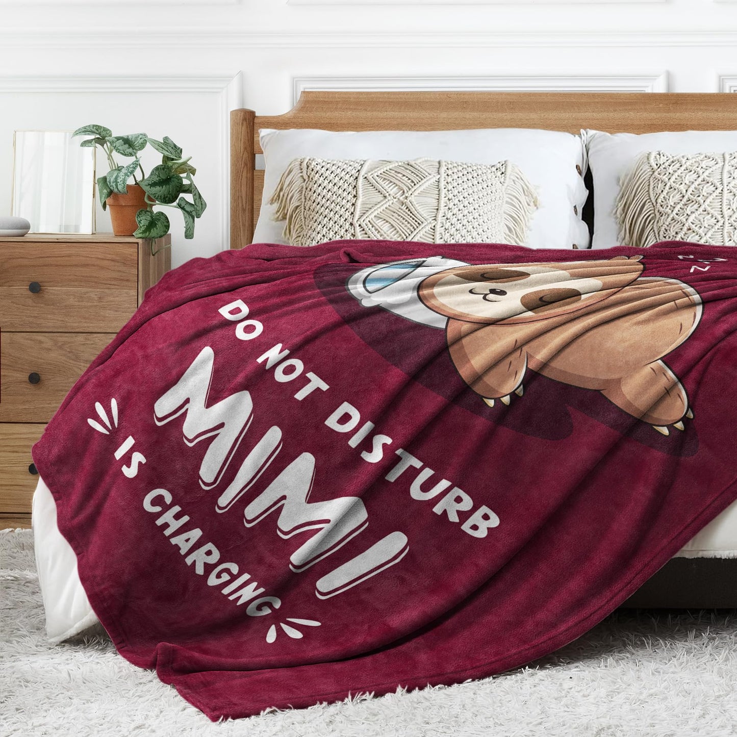 Funny Gifts for Mimi, Mimi is Charging Sloth Blanket, Birthday Gifts for Mimi from Granddaughter and Grandson, Mimi Gift for Mothers Day, Soft Sloth Throws Blanket for Mimi 60" x 50"