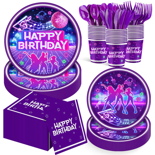 168Pcs Kpop Birthday Decorations K Pop Party Plates Napkins Cups Knives Forks Spoons, Kpop Party Decorations, Serve 24
