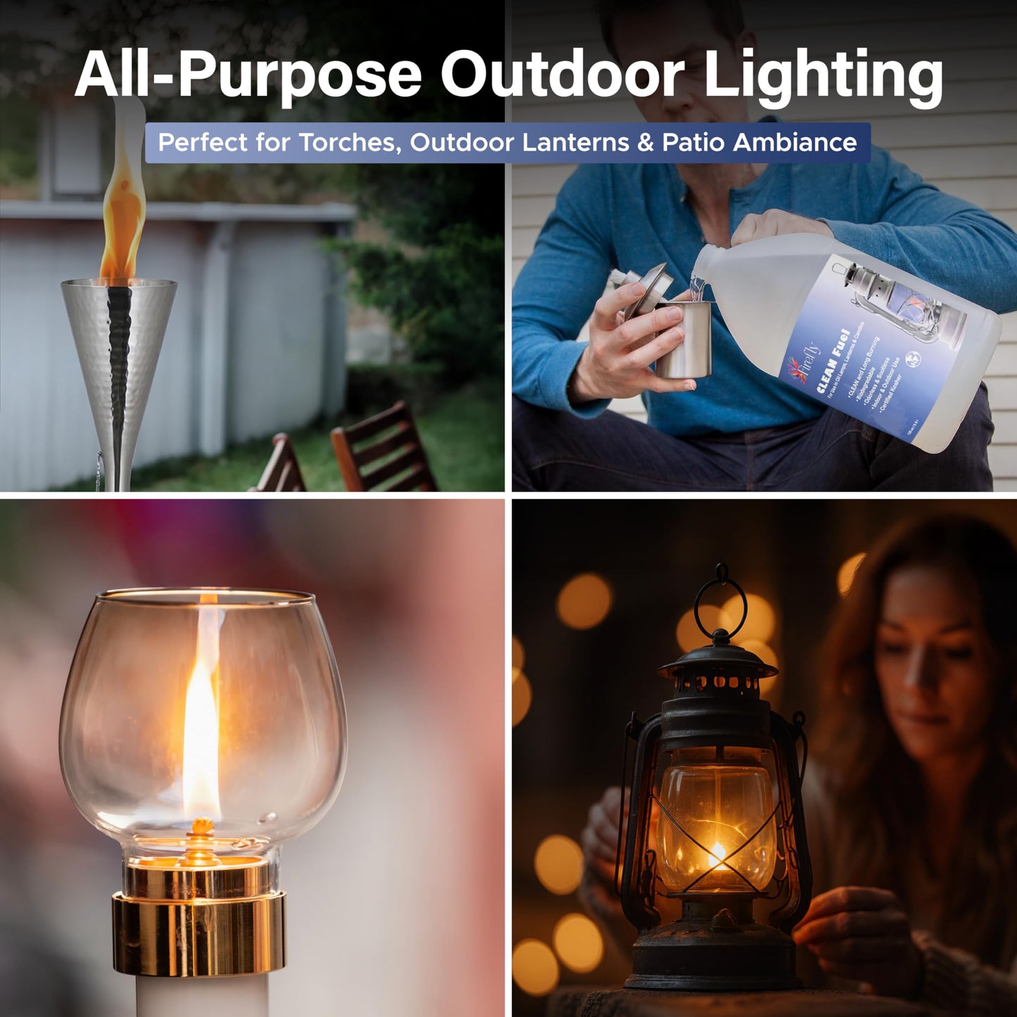 Firefly Fuel Clean Fuel Lamp Oil - Smokeless, Virtually Odorless, and - Long-Lasting Burn Time for Indoor & Outdoor Lamps - 1 Gallon - Made in USA
