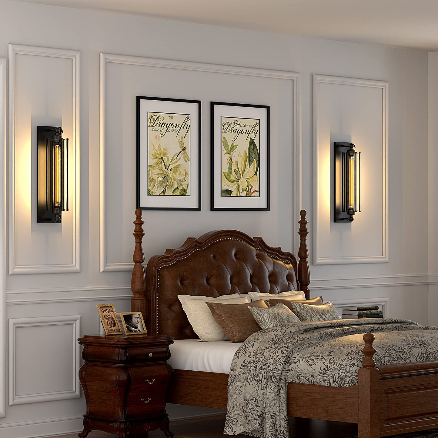 Licperron Sconces Wall Lighting, Industrial Black Wall Sconces Antique Wall Light Fixtures for Bedside, Bar, Restaurant, Hallway, Indoor&Outdoor Decor, E26 & E27 Bar Lights, UL Approval, 2 Pack