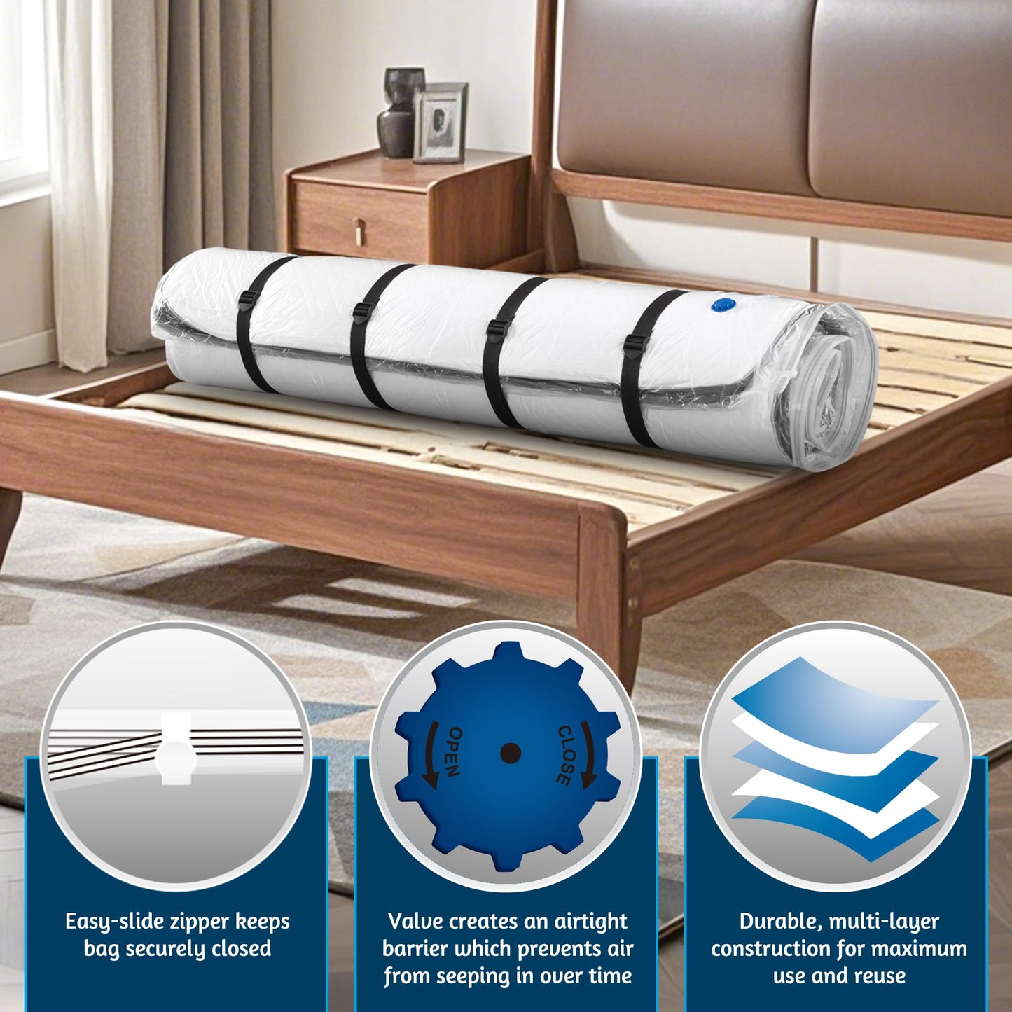 Meersburg Vacuum Mattress Bag for Memory Foam and Latex - Sealed for Easy Movement, Transport and Storage (Queen/Full/Full-XL)