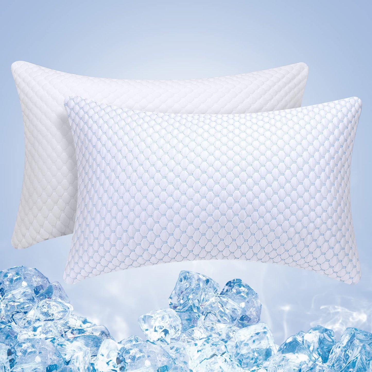 OSBED Cooling Shredded Memory Foam Pillow Standard Size - Adjustable Loft with Gel Beads & Breathable Tencel Cover for Night Sweats Relief(CertiPUR-US & Hypoallergenic & Machine Washable)