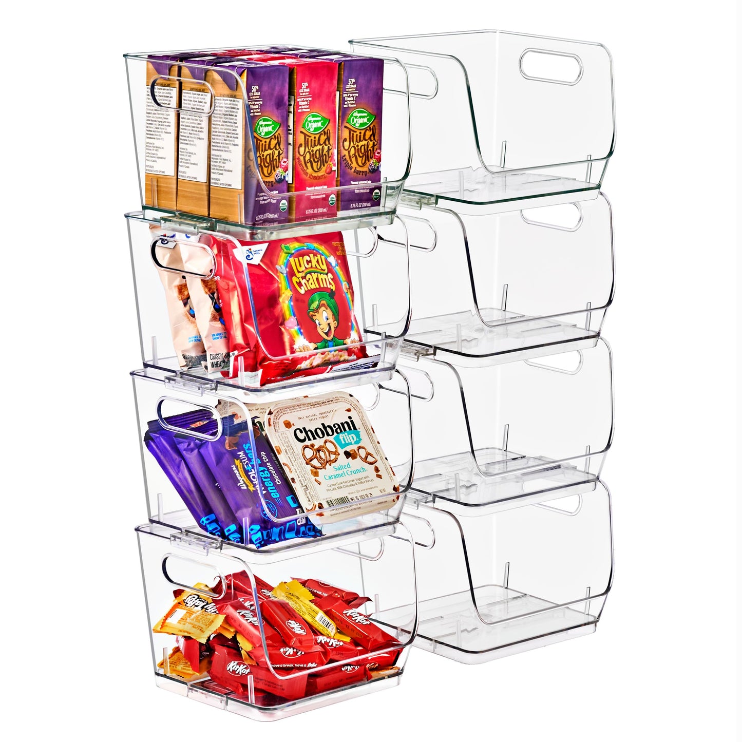 Sorbus Stackable Storage Bins Open Front, Clear Stackable Storage Bins, Pantry Bins for Storage and Organization, Acrylic Stackable Bins for Kitchen, Clear Pantry Organizer Bins (Small Square 8 Pack)