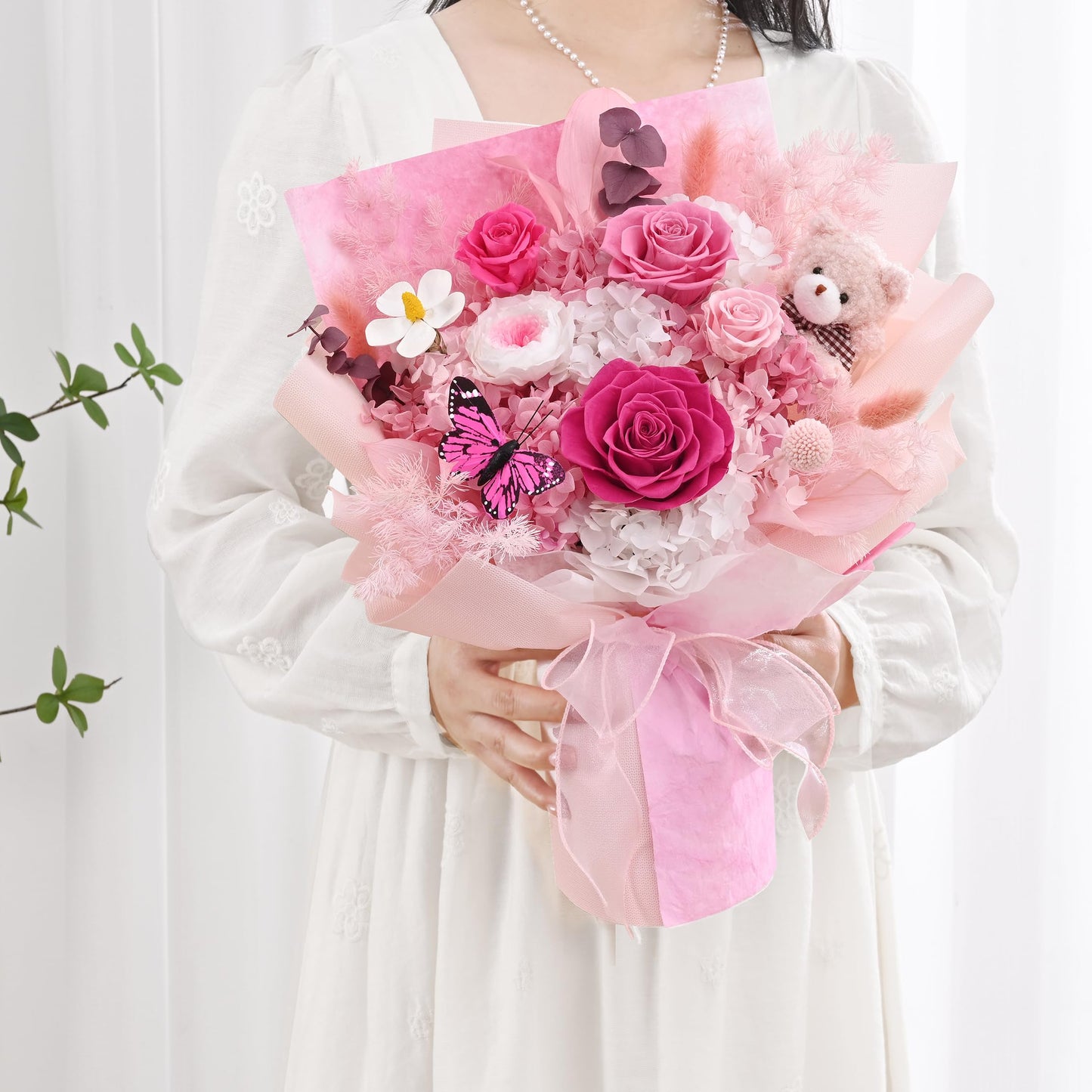 Waipfaru Flowers for Delivery Prime, Large Pink Preserved Flowers, Fresh Bouquet with Gift Box, Forever Rose for Women Mother Day Birthday,Valentines Day Gifts for Her