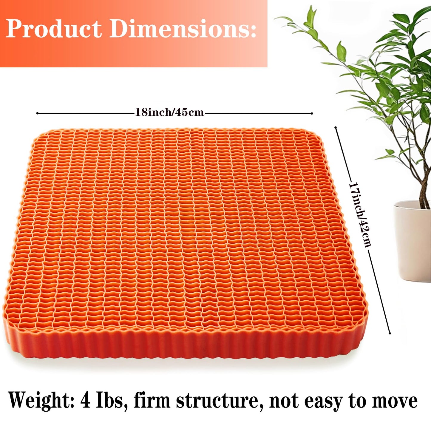 Innovative Gel Seat Cushion for Long Sitting, Breathable Grid Seat Cushion, Soft Cooling Support Chair Cushion for Office, Wheelchair, Car, Gel Cushion for Back, Sciatica,Tailbone Pain Relief.(orange)