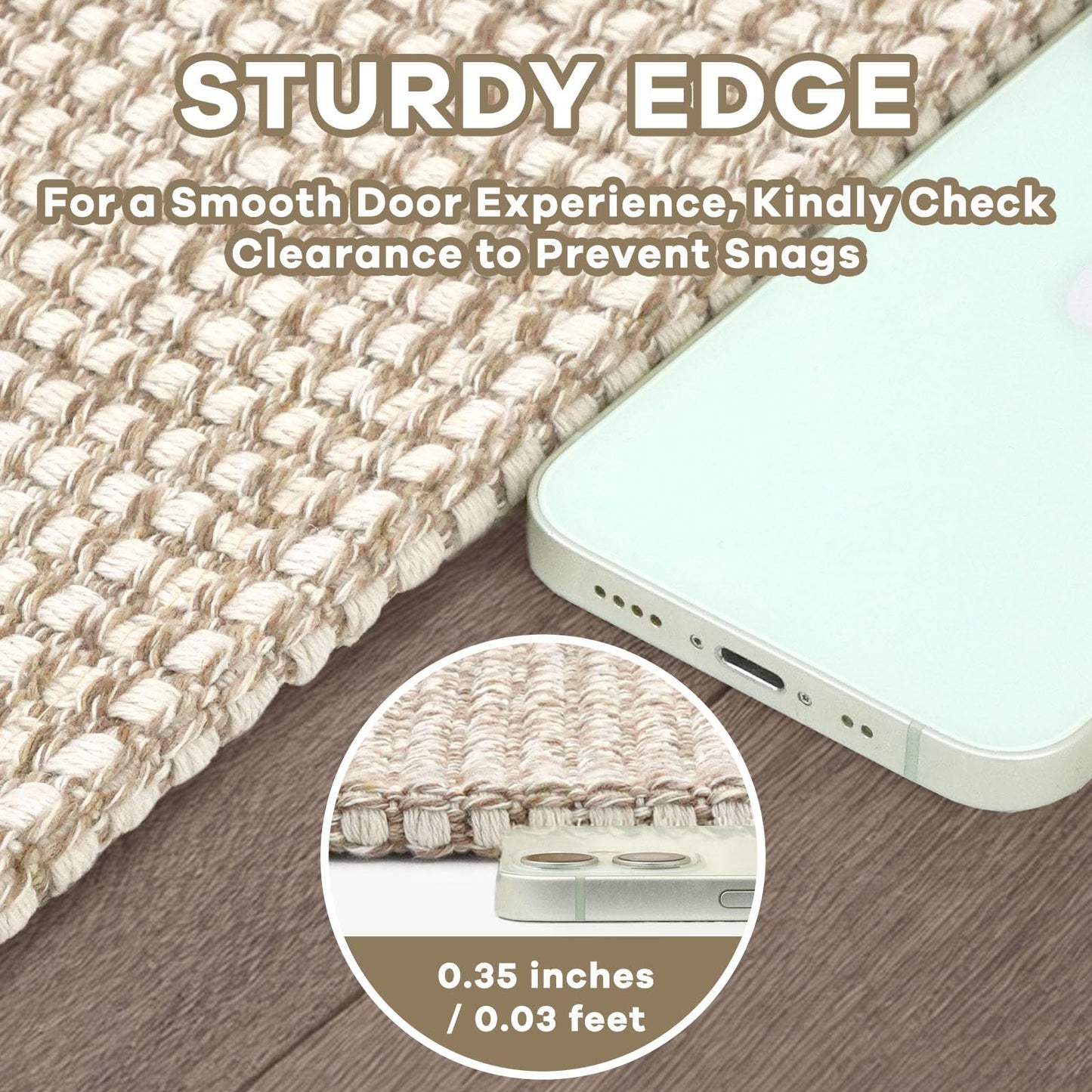 EARTHALL Woven Area Rug 4x6 Ft Washable Rugs for Entryway Non Slip Braided Throw Rugs Bedroom Carpet Cotton Entry Rug Cotton Floor Carpets for Bedroom Dining Room Living Room, Beige/Khaki