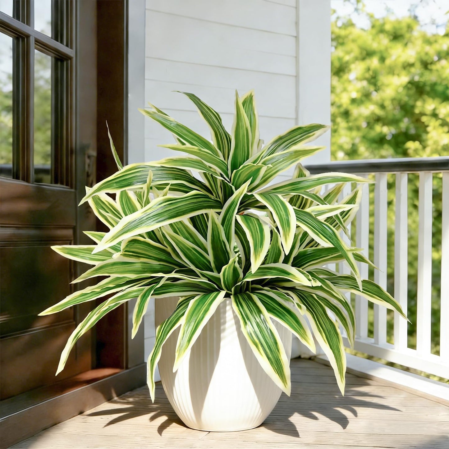 Cherica 4Pcs Fake Ferns, Faux Outdoor Plants UV Resistant,3D Real Touch Fake Plants Total 80 Blades,Weatherproof Artificial Plants Outdoor Indoor for Garden Porch Home Office Decor