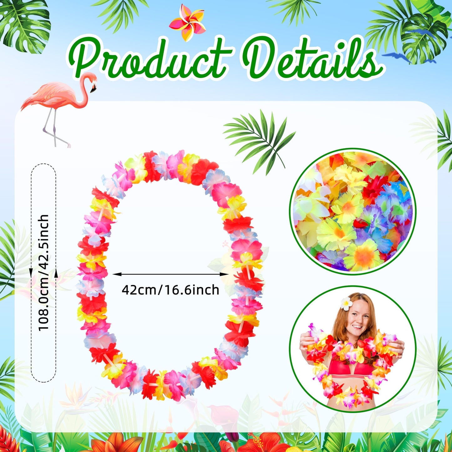 AMAZING TIME 150 Count Hawaiian Lei Bulk, Tropical Luau Hawaii Theme Silk Flower Lei, Party Favors for Beach Holiday Wedding Birthday Party, Aloha Summer Party Decorations