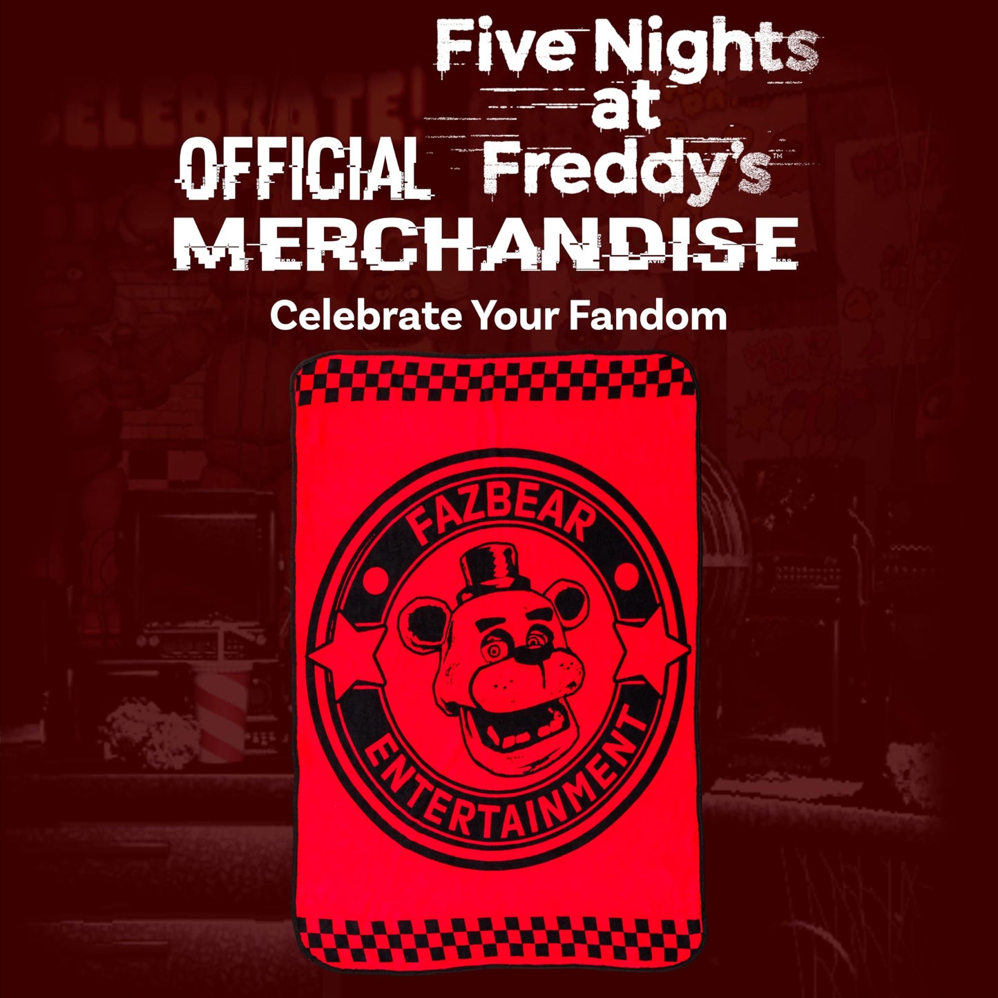 Silver Buffalo Five Nights at Freddy's Special Delivery Fazbear Entertainment 45" x 60" Fleece Throw, Soft and Cozy Blanket, 185 GSM