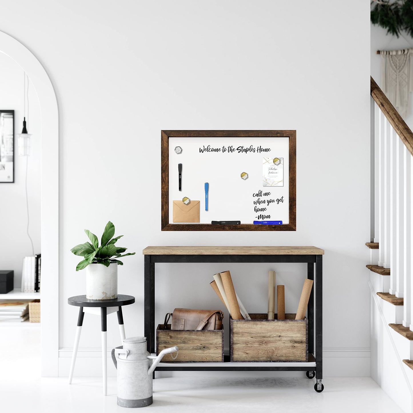 Loddie Doddie Magnetic Dry Erase Board for Wall - 18 x 24 in, Rustic Frame - Easy-Clean Whiteboard Surface - Built-in Marker Tray & Whiteboard Accessories - Magnet Board for Notes & Photos