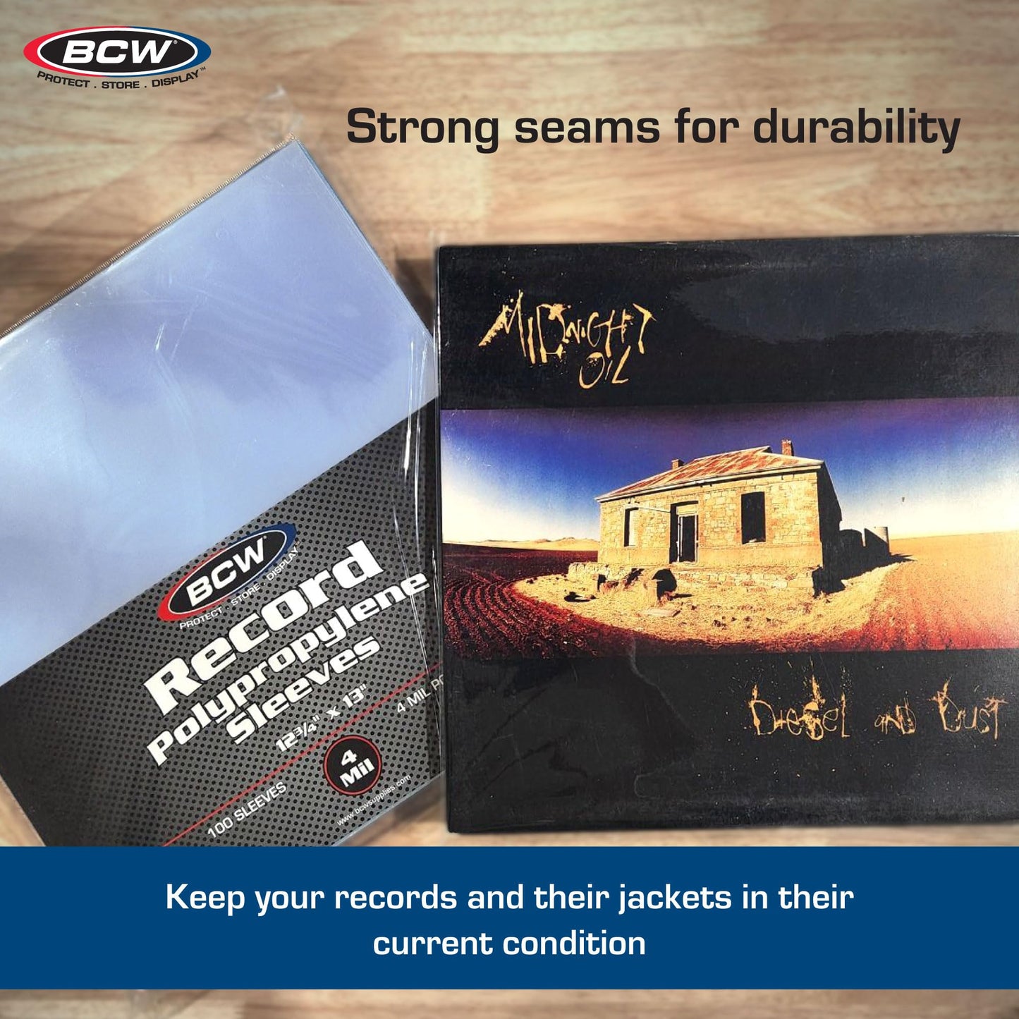 BCW 4 Mil Record Sleeves (12 Inch) - 100 ct | Clear Polypropylene Vinyl Album Protectors for 33 1/3 RPM | Archival Quality, Acid-Free | Premium Outer Sleeves for Storage of Your Vinyl Collection