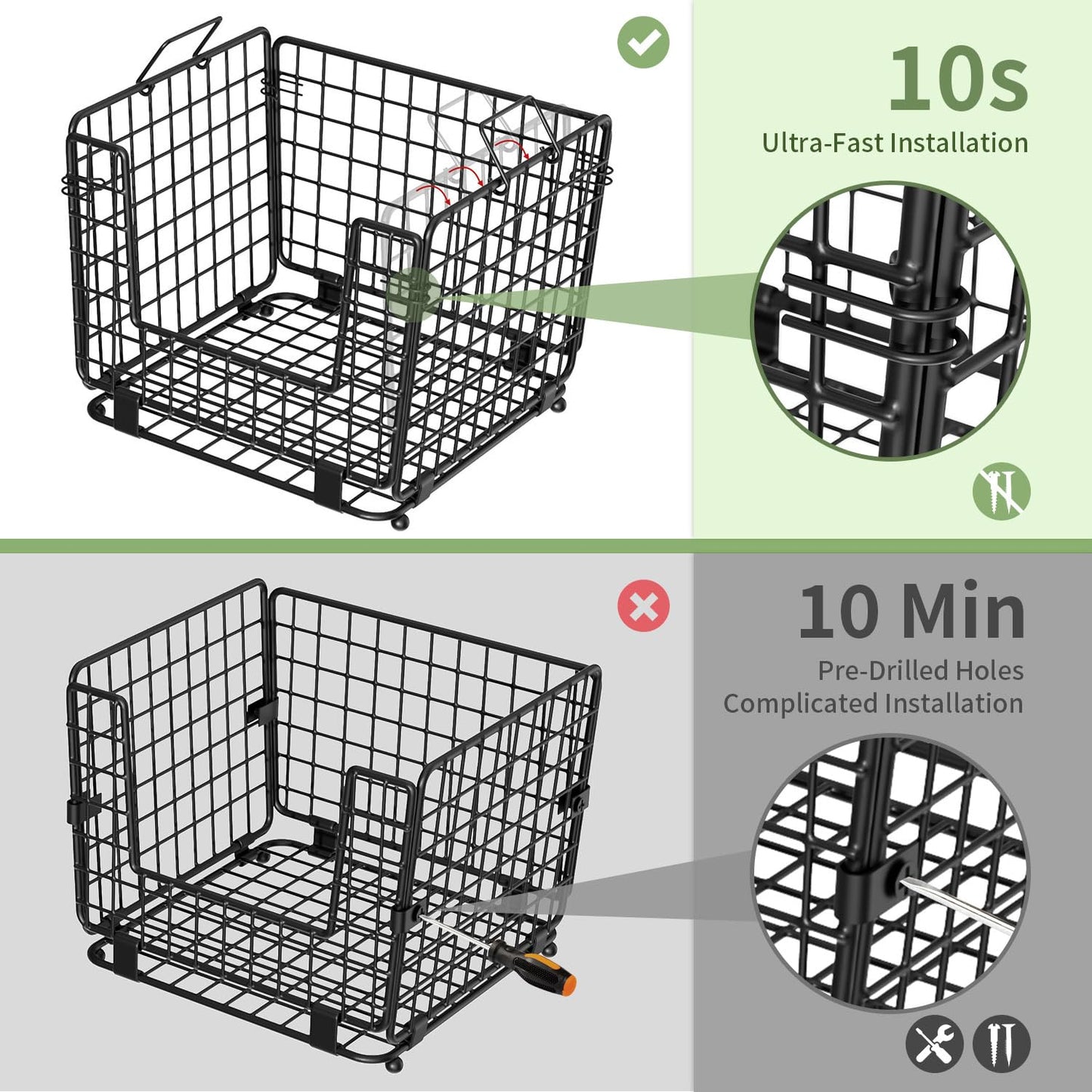 Wire Storage Basket for Kitchen Pantry: GGIU Stackable Kitchen Counter Organizers - Wire Organizing Bin for Produce Fruit Vegetable Potato and Onion Black