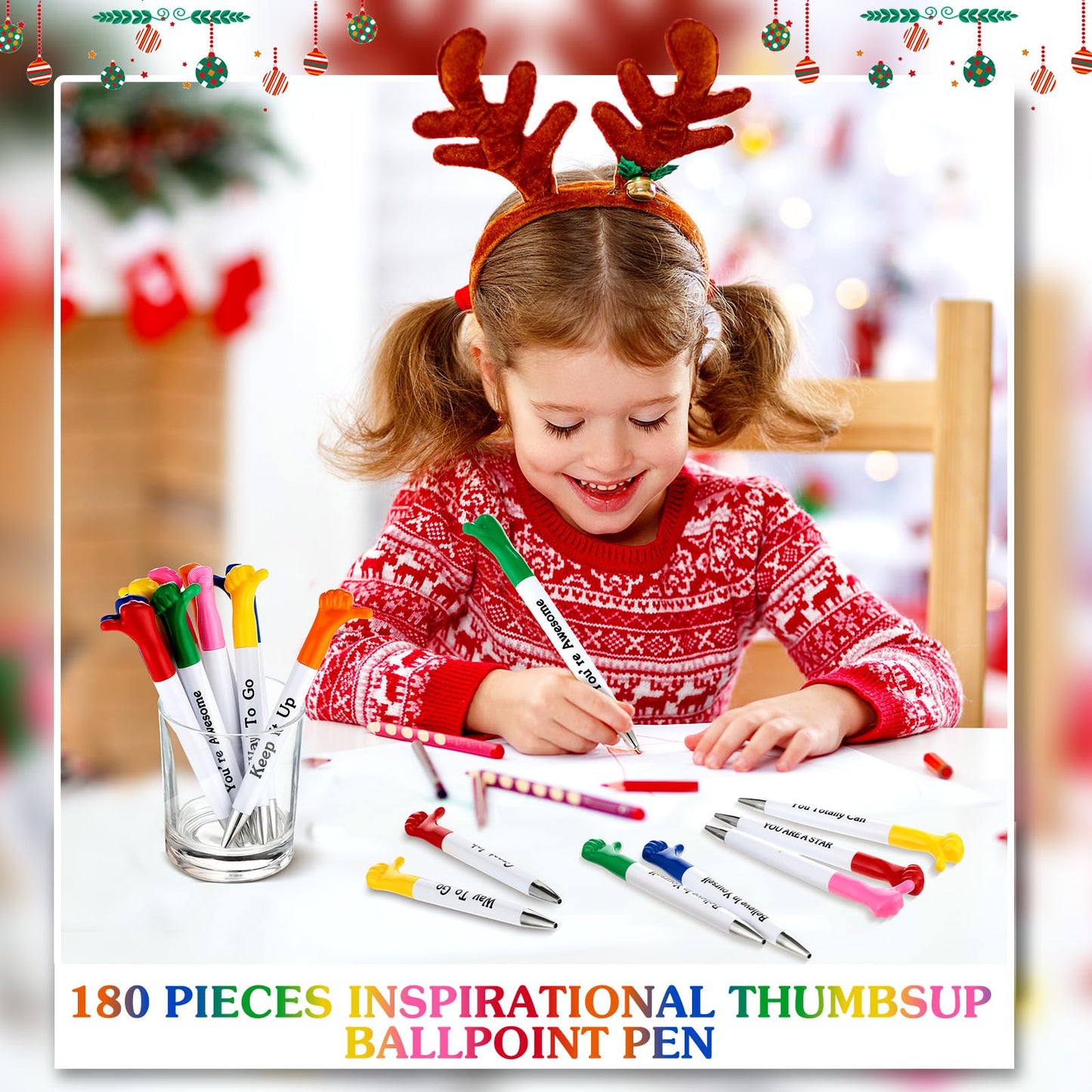 Woanger 180 Pieces Thumbs up Pens Thank You Inspirational Quotes Graduation Gifts Bulk Employee Appreciation Motivational Ballpoint Pen for Student Teacher Nurse Coworker Present