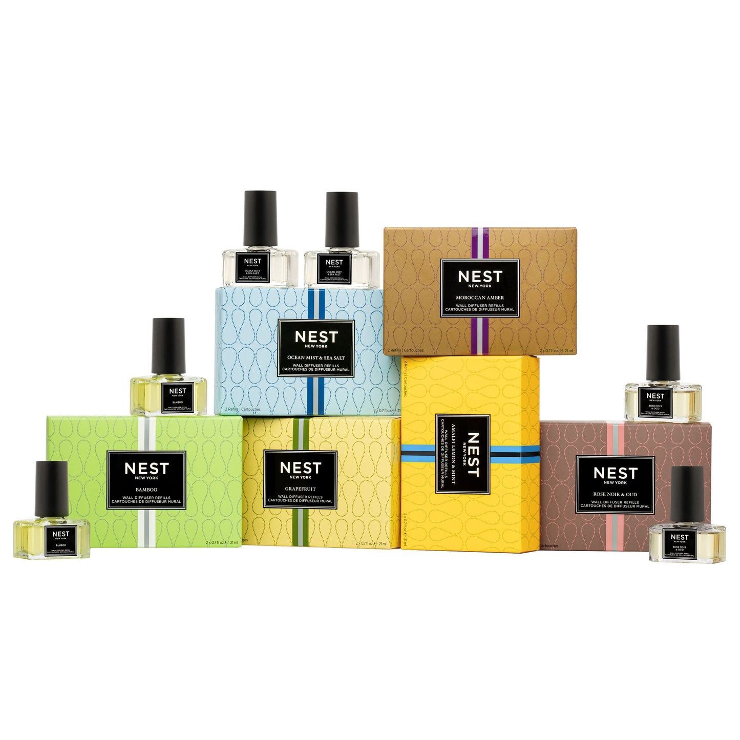 NEST New York Wall Diffuser Refill Vials, Bamboo - Set of 2 - Up to 60 Days of Continuous Scent - Cruelty Free, Vegan - Made in USA