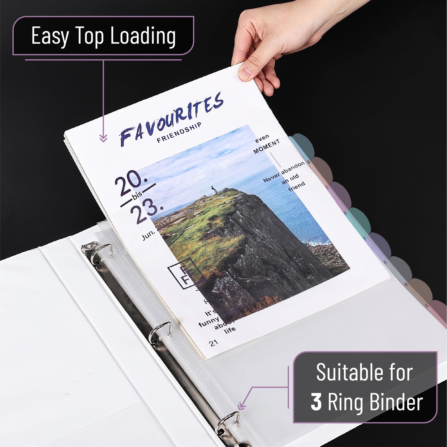 Mr. Pen- Clear Sheet Protectors with Tabs Bulk, 8.5x11 Inches, 8 Tabs, 32 Sets, Durable Clear Plastic Dividers for 3 Ring Binders, Insertable Index Page Divider with Multicolor Tabs