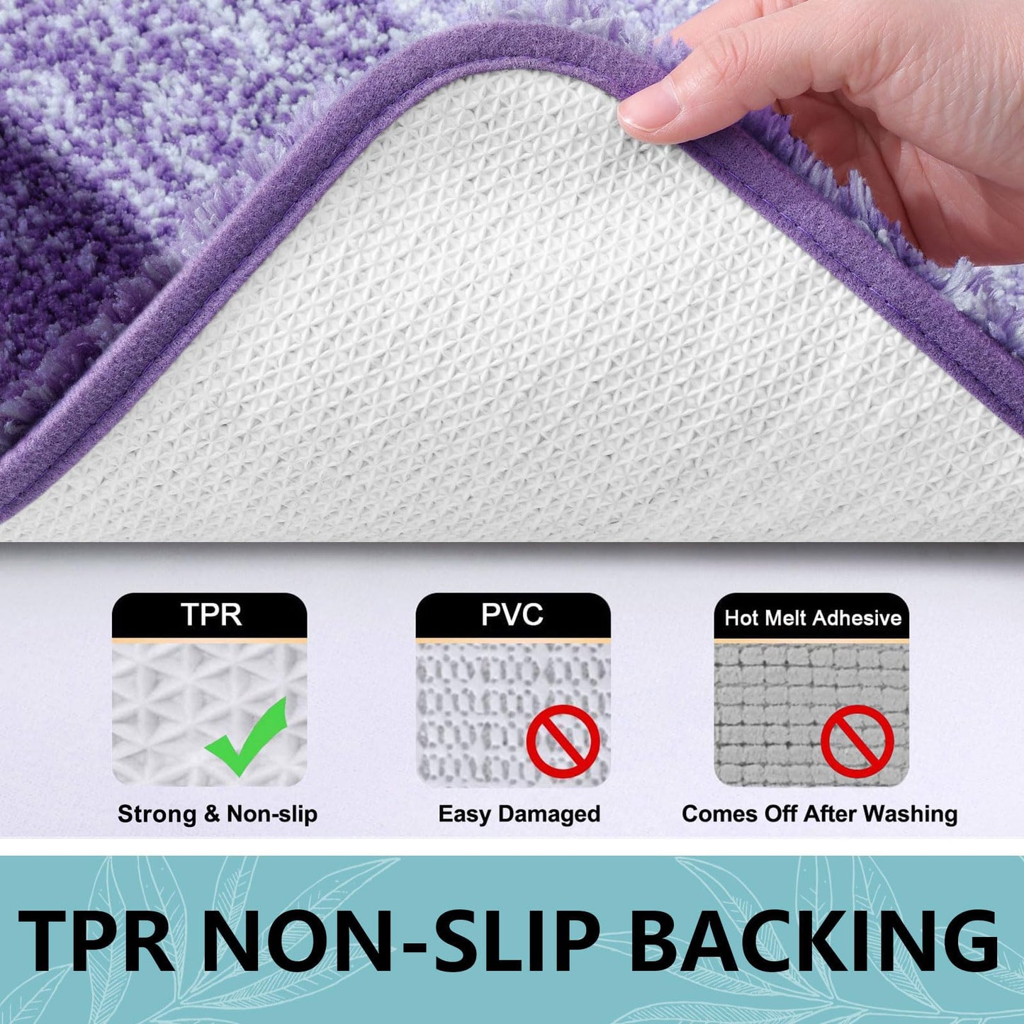 Arotive Microfiber Bathroom Rugs Sets 4 Piece, Extra Soft Absorbent Bath Mats, Machine Wash Dry U-Shaped Contour Rug and Toilet Lid Cover for Bath Tub, Toilet and Shower, Dark Purple