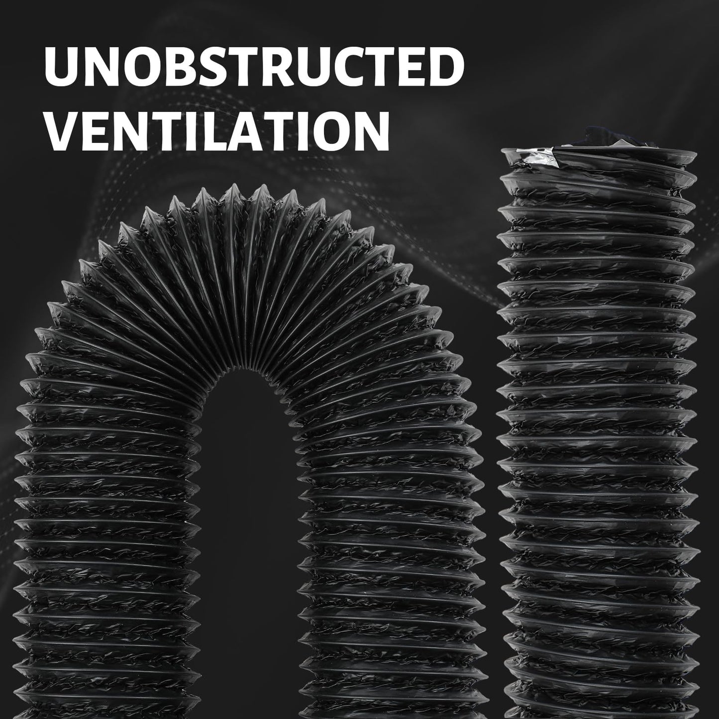 Zonon Dryer Vent Hose 4 Inch X 50 Feet Flexible Aluminum Foil Ducting Non Insulated with Stainless Steel Clamps and Aluminum Tape for Pipe, HVAC Heating Cooling Ventilation and Exhaust (Black)