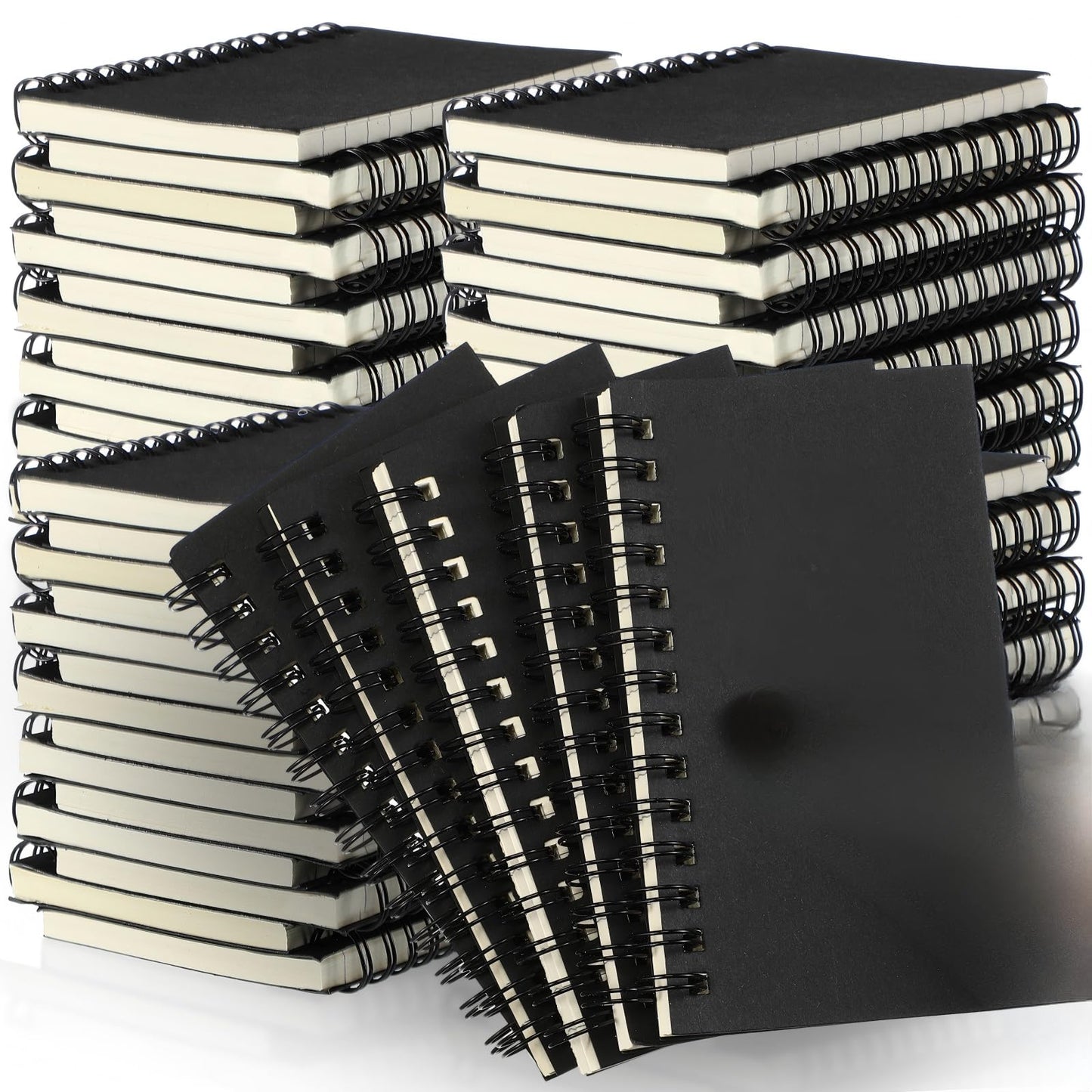 Jutom 54 Pcs Small Spiral Notebooks Memo Pads 3x5 Bulk Small Pocket Notebooks Mini Notepads with Lined Pages Mini Journals for Office School Work Supplies, 120 Pages (Black)