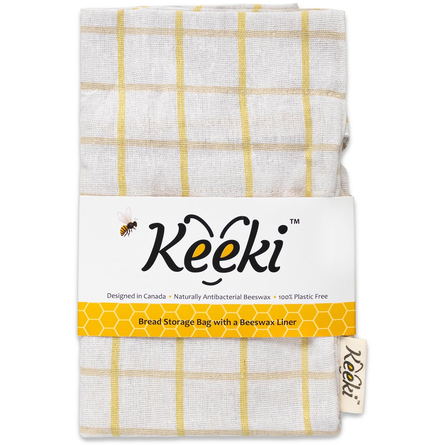 Keeki Bag - The Original Beeswax Lined Bread Bag for Homemade & Sourdough | Reusable Linen Bread Storage | Beeswax Wrap Alternative | Plastic-Free Storage w/Wide Drawstring Closure (Yellow)