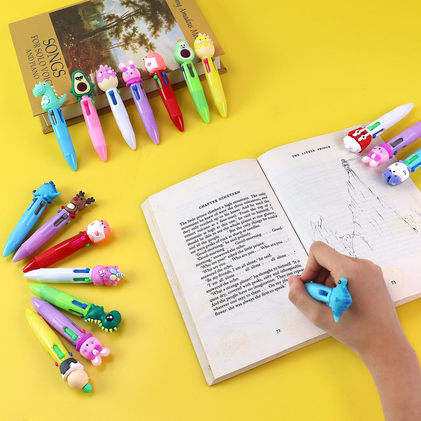 ZIZICG 100Pcs 4-in-1 Multicolor Ballpoint Pens All In One Mini Cute Ball Point Pens Bulk, Kawaii Ballpoint Pen for Birthday Parties,Xms Exchange Gift for School Classroom
