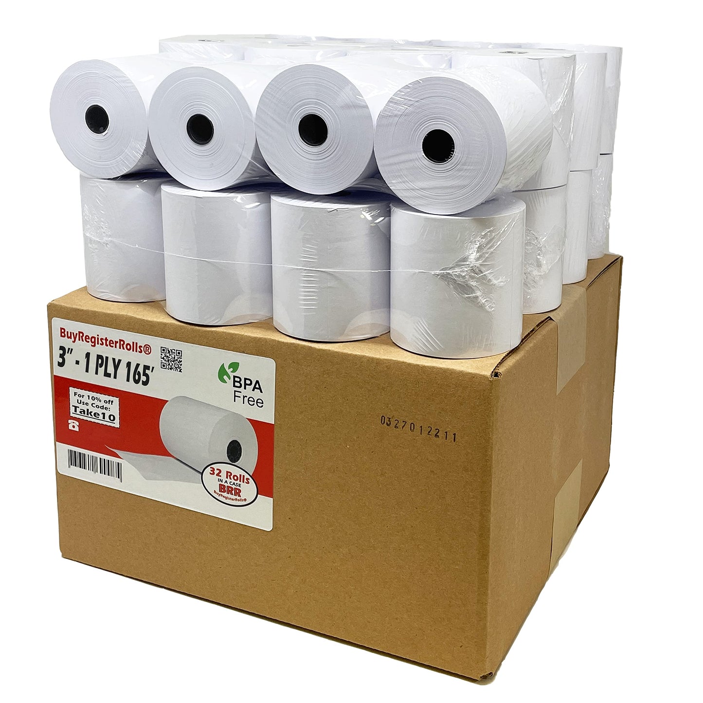 (32 Rolls) 3" x 165' 1 Ply Bond (Non –Thermal Kitchen Printer Paper) POS Receipt Cash Register For Star SP700 SRP275 SMP200 TMU200 MP500 NCR 2174 XR200 IMPACT Printers Requires Ribbons Erc30/34/38