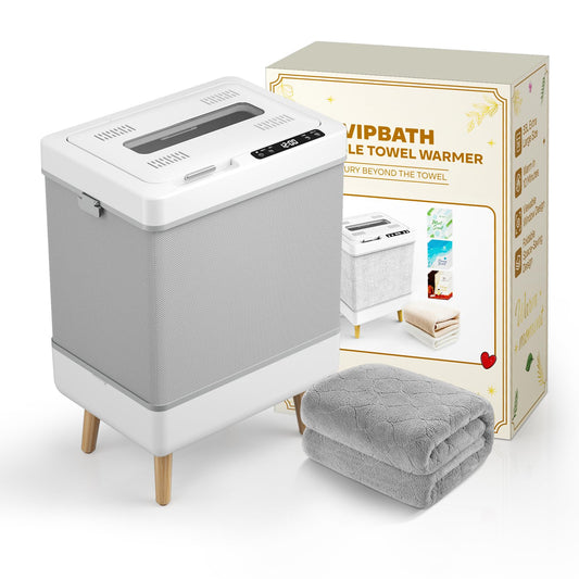 VIPBATH 35L Towel Warmer for Bathroom, Family-Sized Foldable Design with Window, Dual Safety Shut-Off for Overheat and Tip-Over, 12 Aroma Discs, Towel Heater for Oversize Bathrobes Blankets