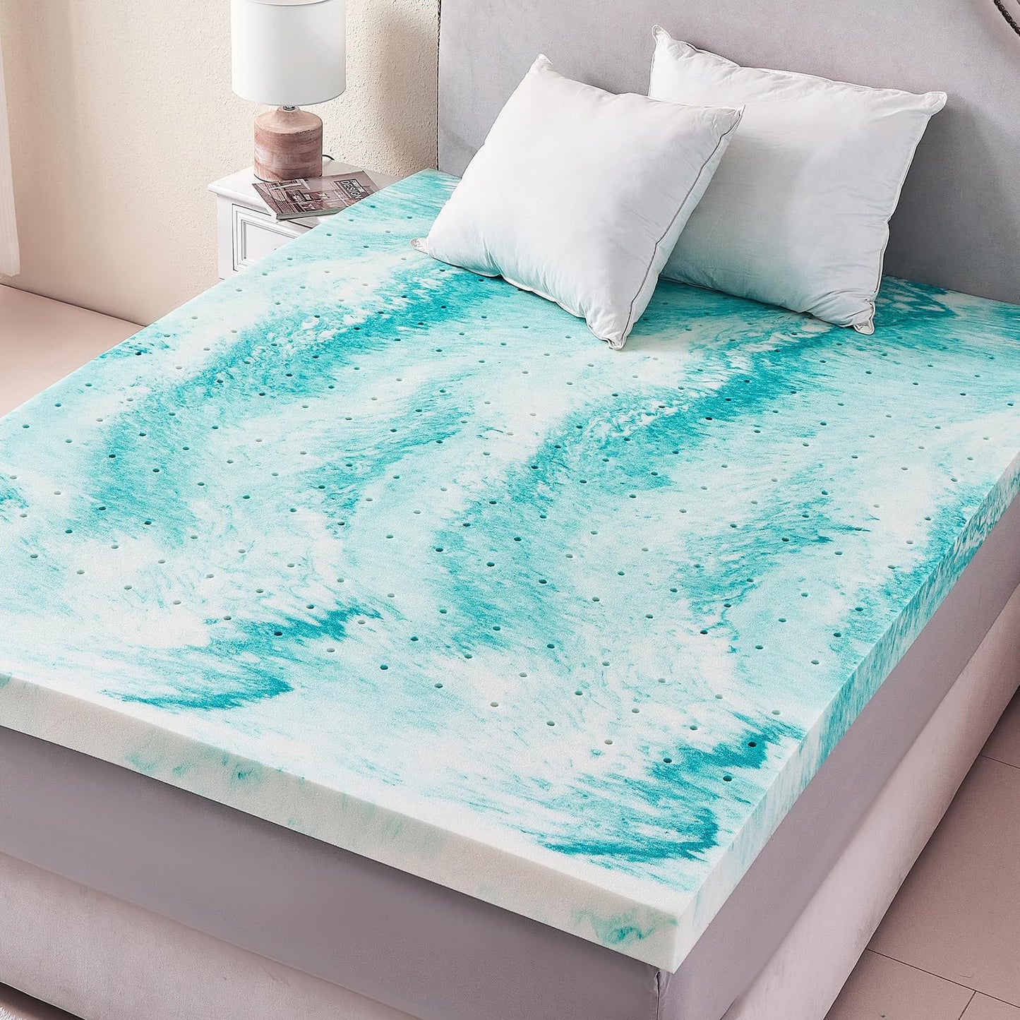 SIEMOUR 3 inch Memory Foam Mattress Topper Queen Size Bed, Gel Infused Memory Foam Mattress Pad for Back Pain Relief, 60x80 Inches