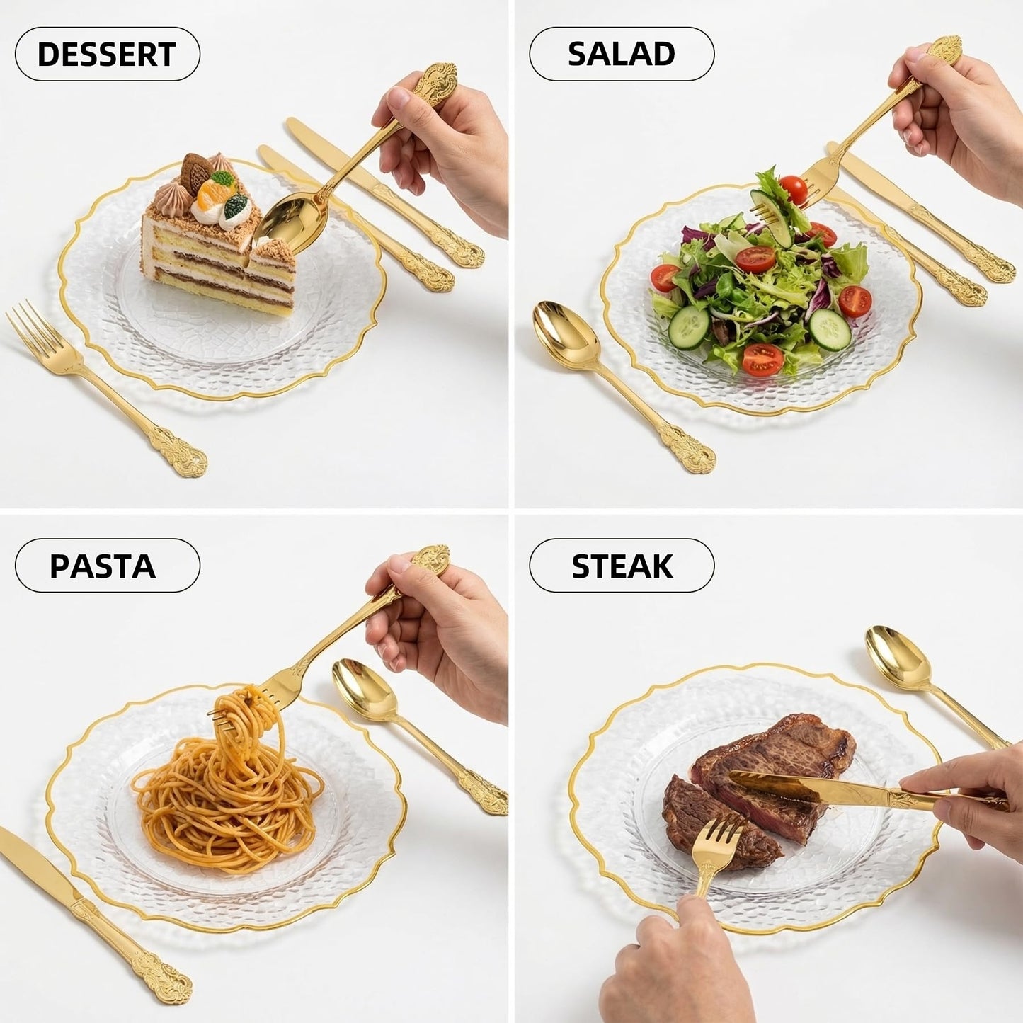 N9R 300pcs Gold Plastic Silverware Dinnerware Flatware- Heavyweight Plastic Cutlery Set, 100 Forks, 100 Spoons, 100 Knives, Gold Utensils for Party, Thanksgiving, Christmas
