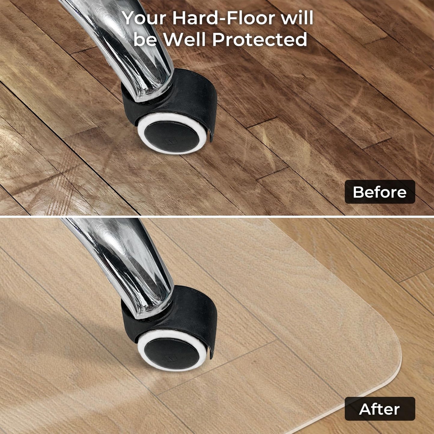 Chair Mat for Hard Wood Floors - Heavy Duty Floor Protector - Easy Clean (47''×47'')