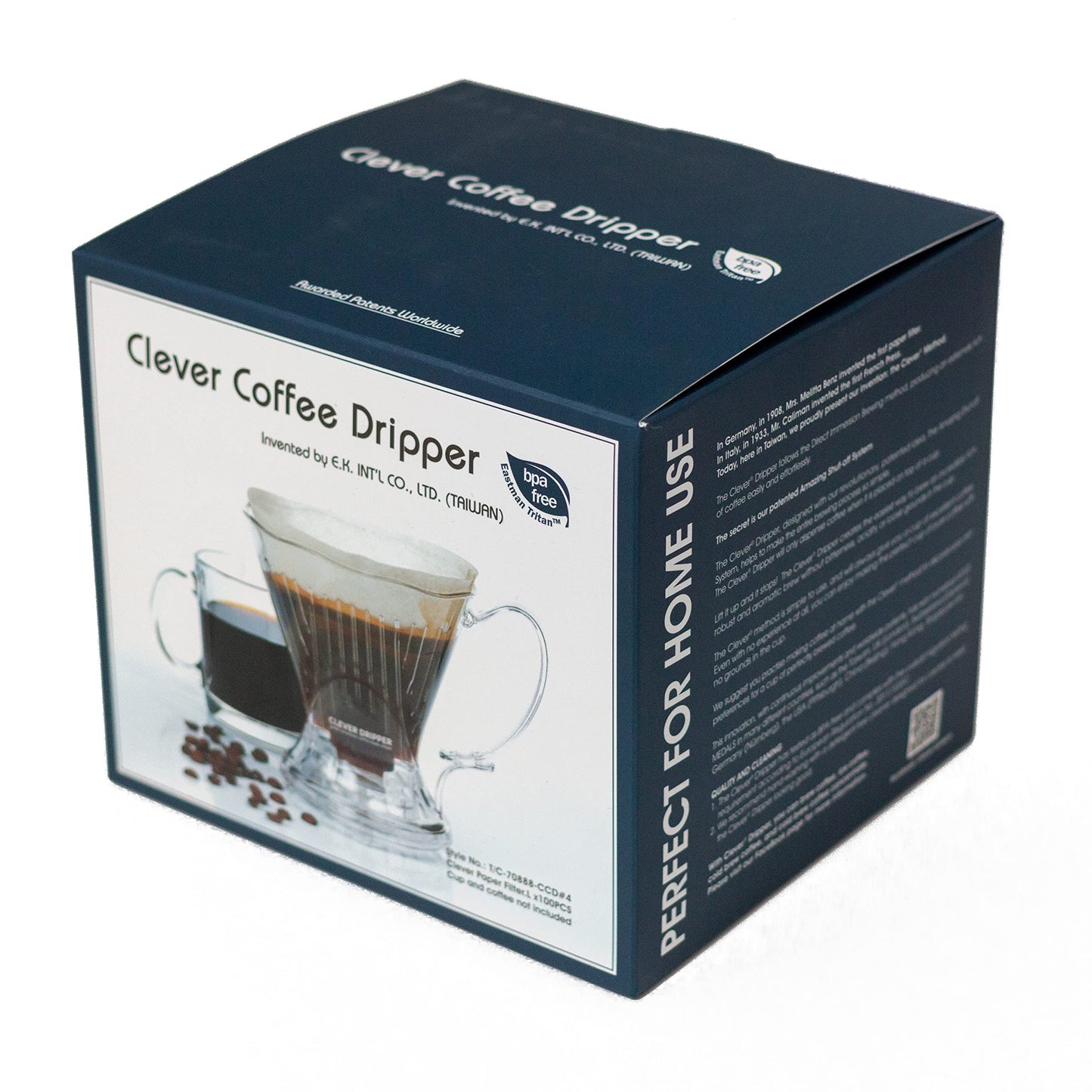 Clever Coffee Dripper and Filters, Large 18 oz, Original Classic Design, Safe BPA Free Plastic, dripper coffee maker, drip coffee maker pour over, 100 filters, coaster and lid, 18 oz (Clear)