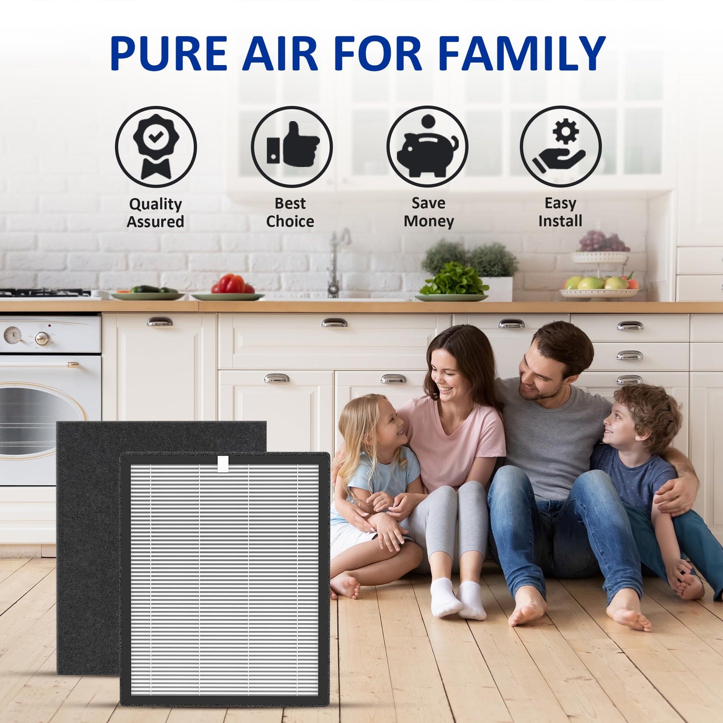 ProHEPA 9000 True HEPA Replacement Filters Compatible with VEVA ProHEPA 9000 Puri-fiers, 4 pack H13 True HEPA Filters & 4 Activated Carbon Pre-Filters